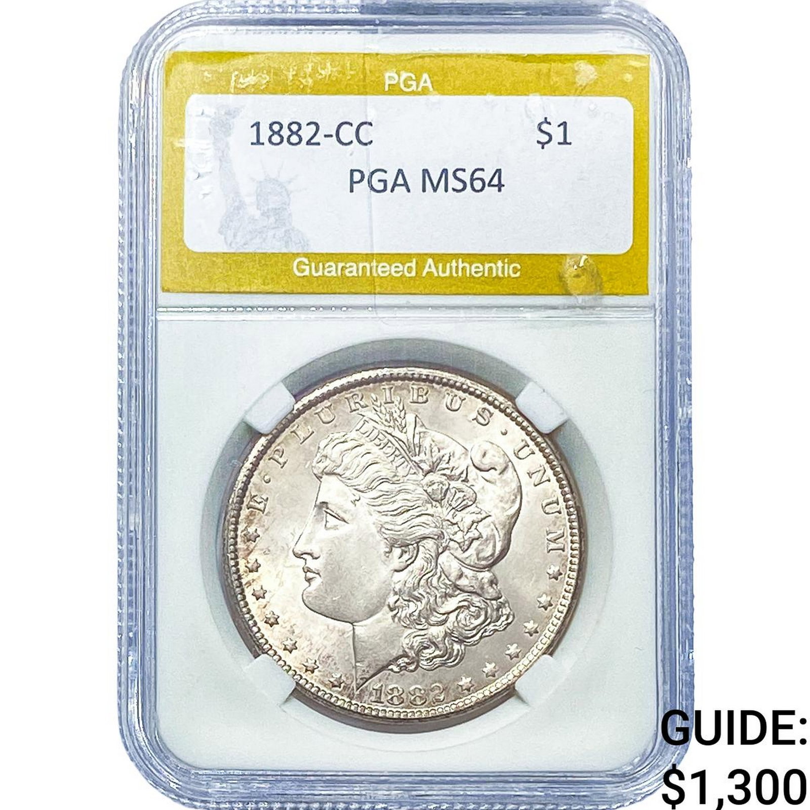 1882-CC Morgan Silver Dollar PGA MS64: 1882-CC Morgan Silver Dollar PGA MS64
