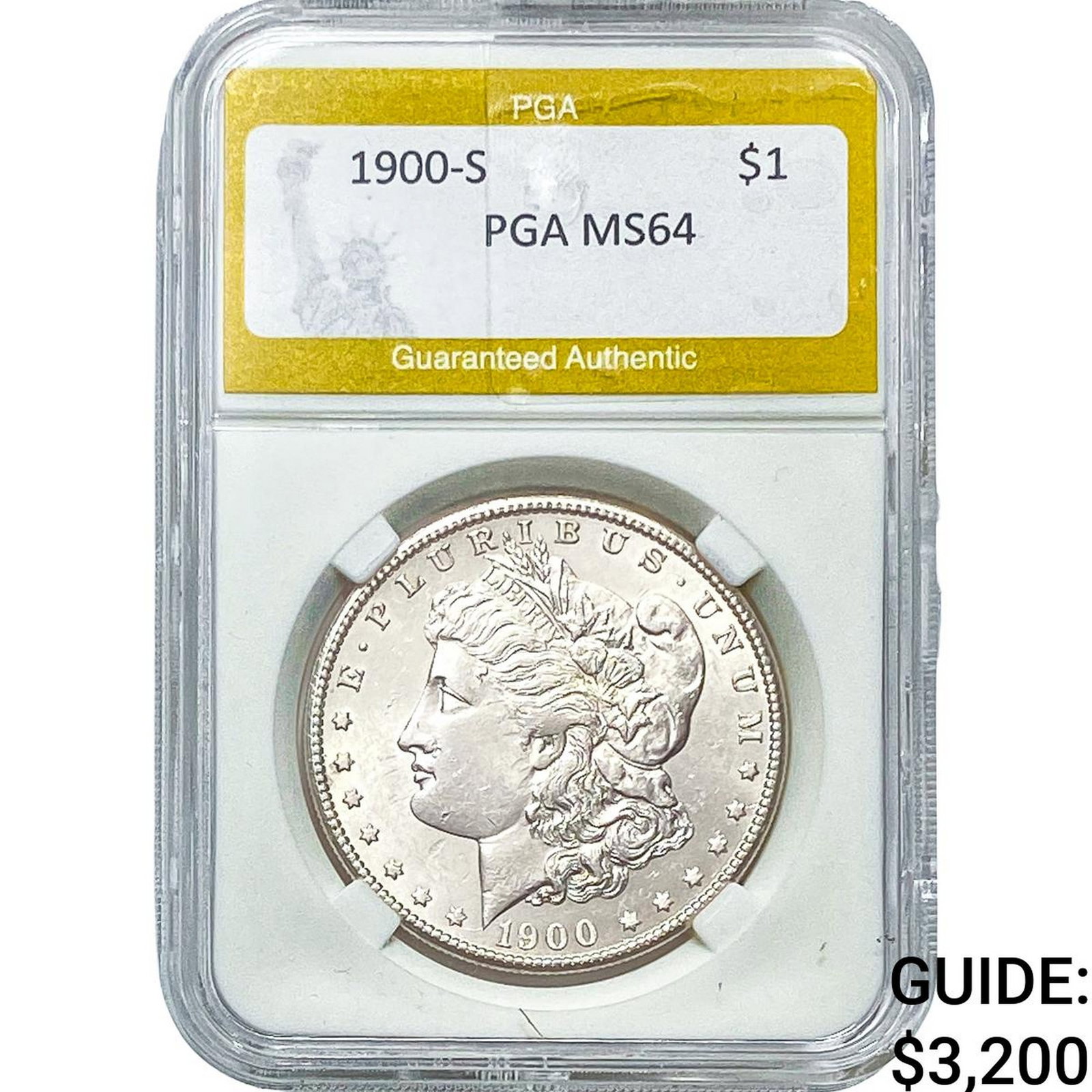 1900-S Morgan Silver Dollar PGA MS64: 1900-S Morgan Silver Dollar PGA MS64