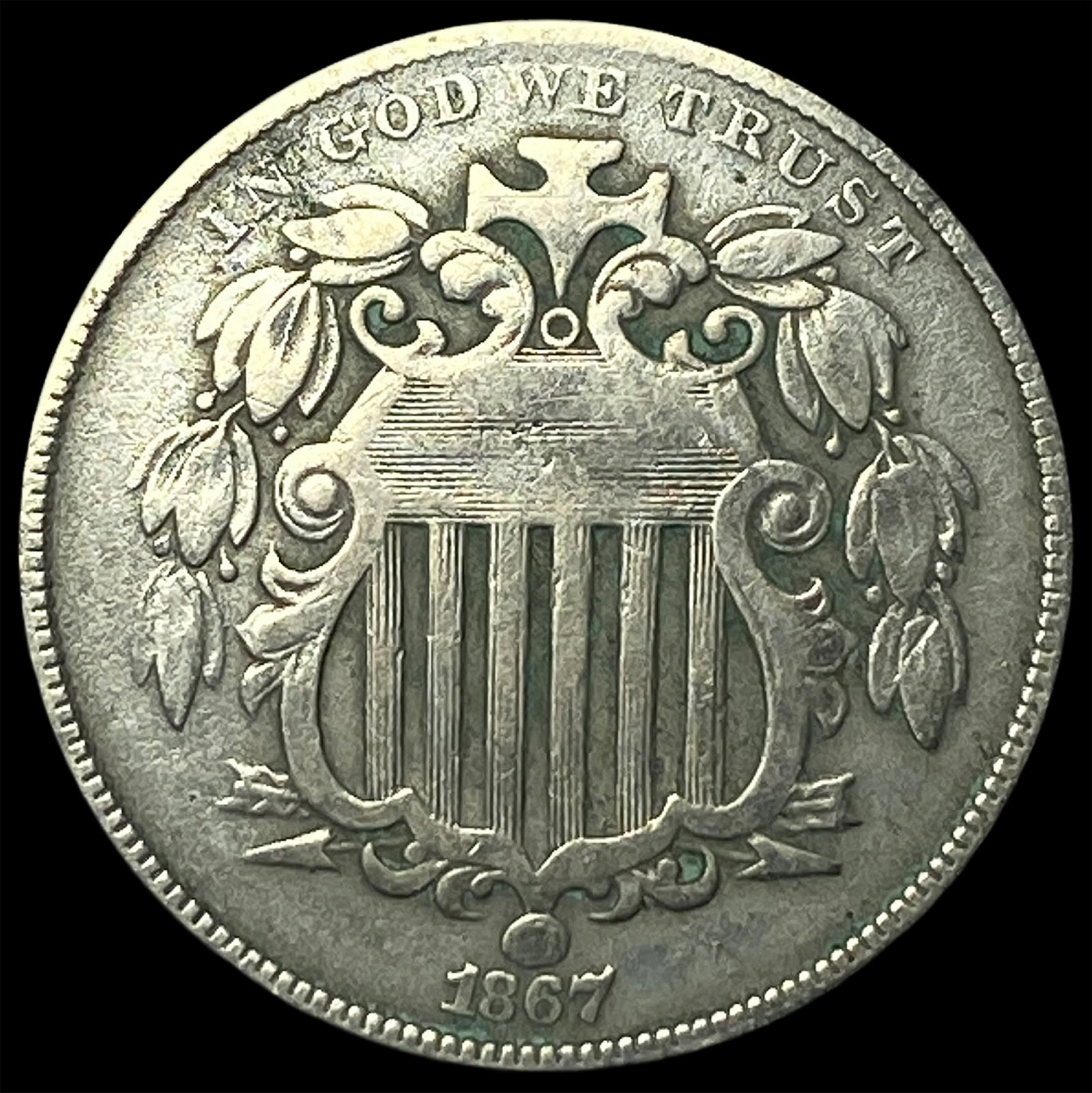 1867 RAYS Shield Nickel LIGHTLY CIRCULATED (1 of 2)