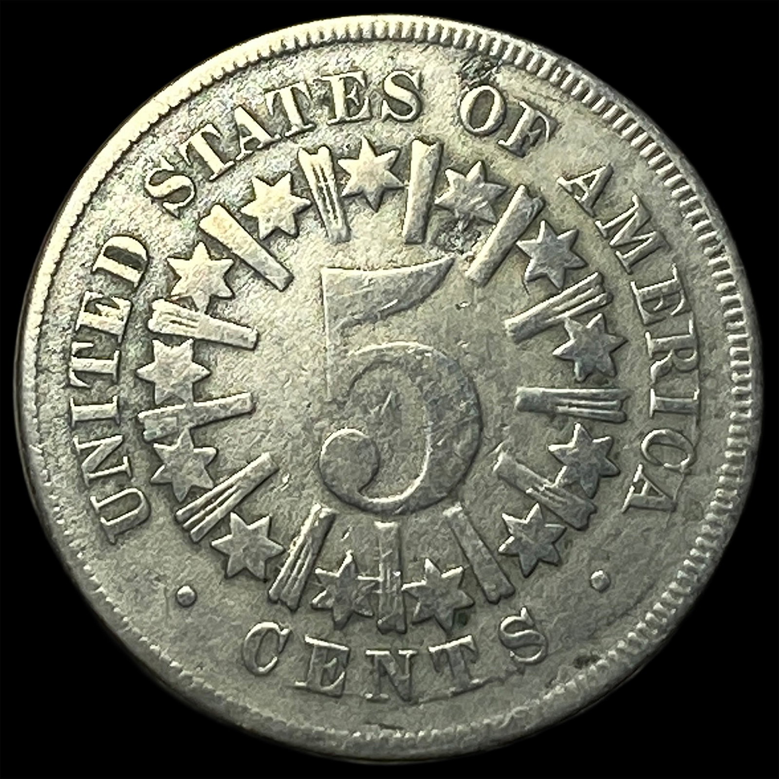 1867 RAYS Shield Nickel LIGHTLY CIRCULATED - 2