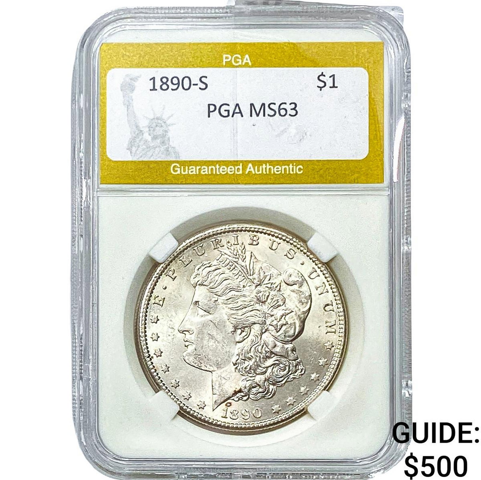 1890-S Morgan Silver Dollar PGA MS63: 1890-S Morgan Silver Dollar PGA MS63