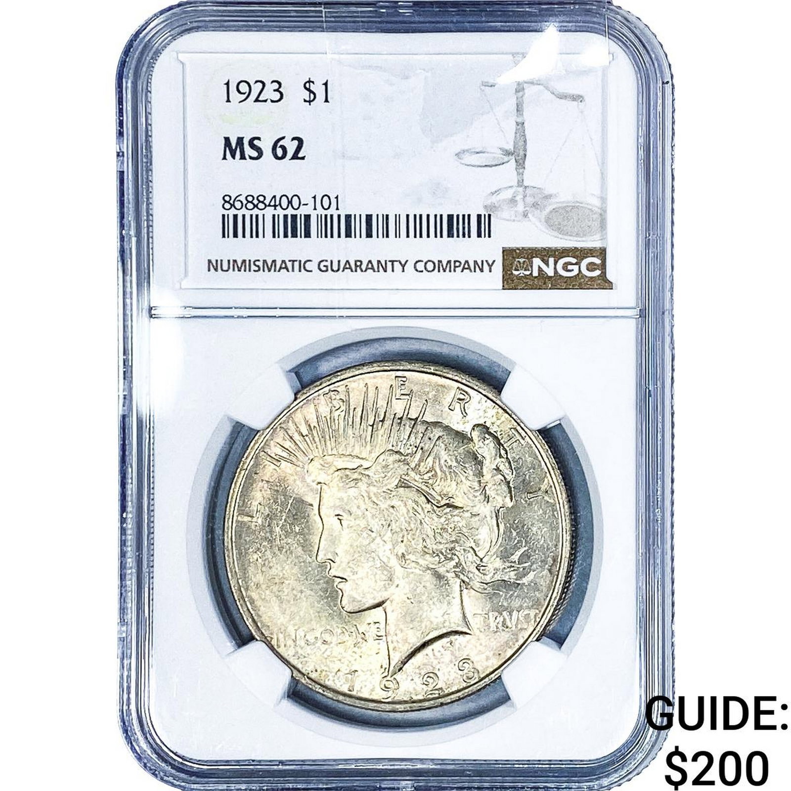1923 Silver Peace Dollar NGC MS62: 1923 Silver Peace Dollar NGC MS62