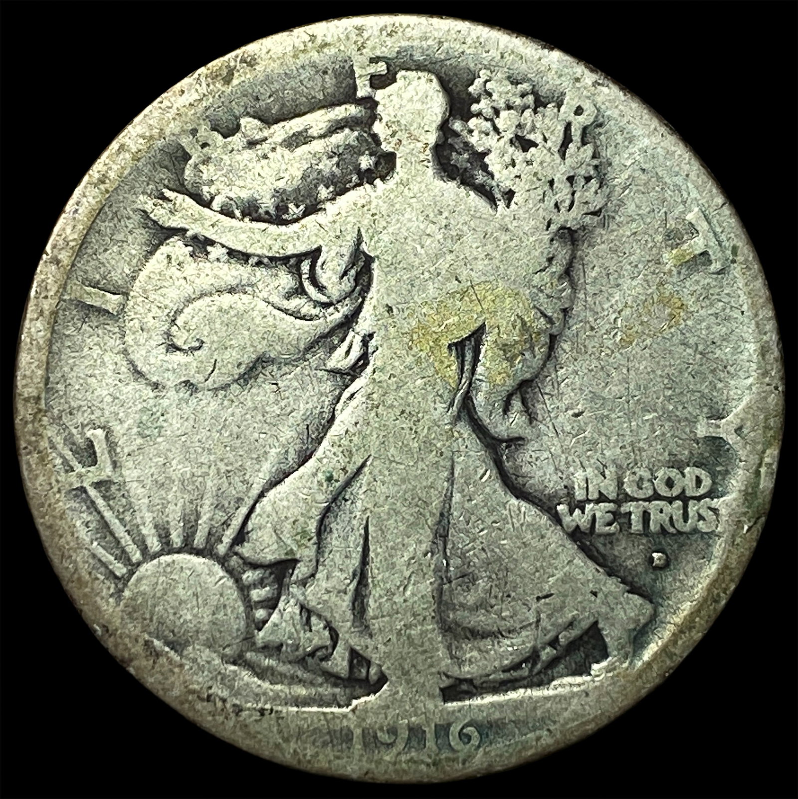 1916-D Silver Walking Liberty Half Dollar NICELY CIRCULATED: 1916-D Silver Walking Liberty Half Dollar NICELY CIRCULATED