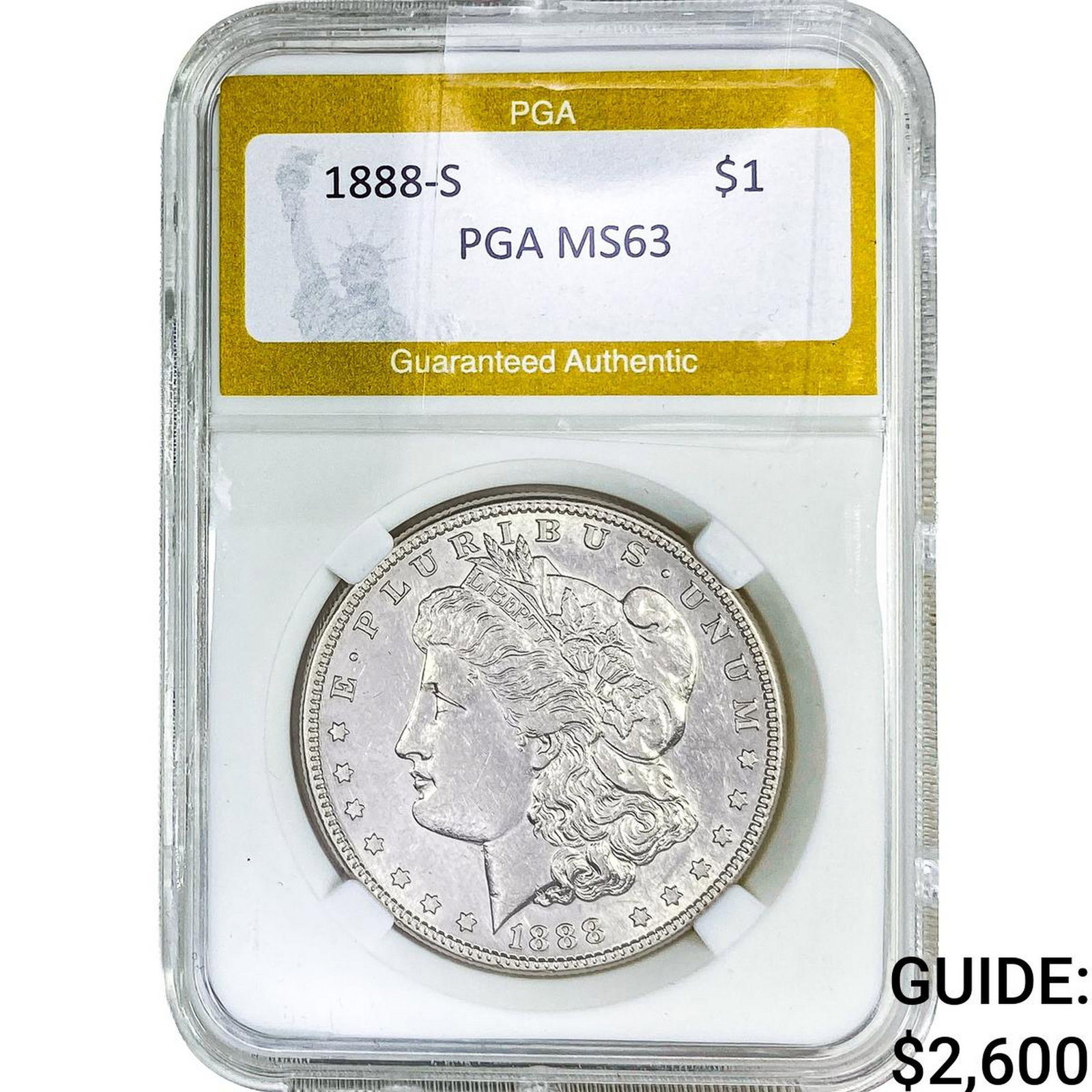 1888-S Morgan Silver Dollar PGA MS63: 1888-S Morgan Silver Dollar PGA MS63