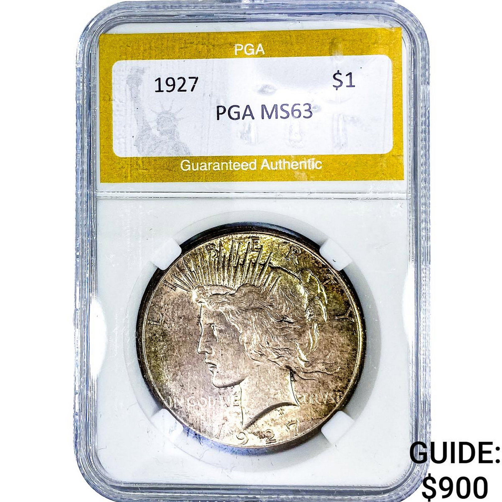 1927 Silver Peace Dollar PGA MS63: 1927 Silver Peace Dollar PGA MS63