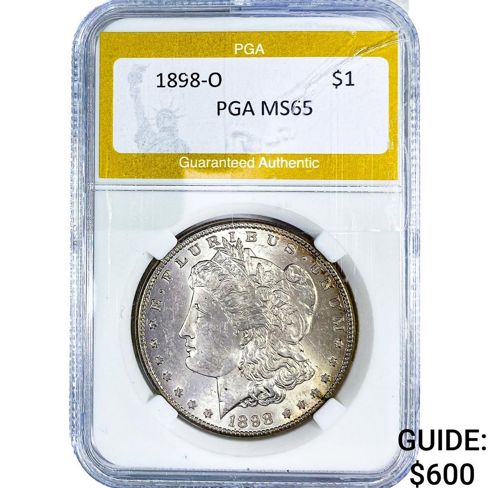 1898-O Morgan Silver Dollar PGA MS65: 1898-O Morgan Silver Dollar PGA MS65