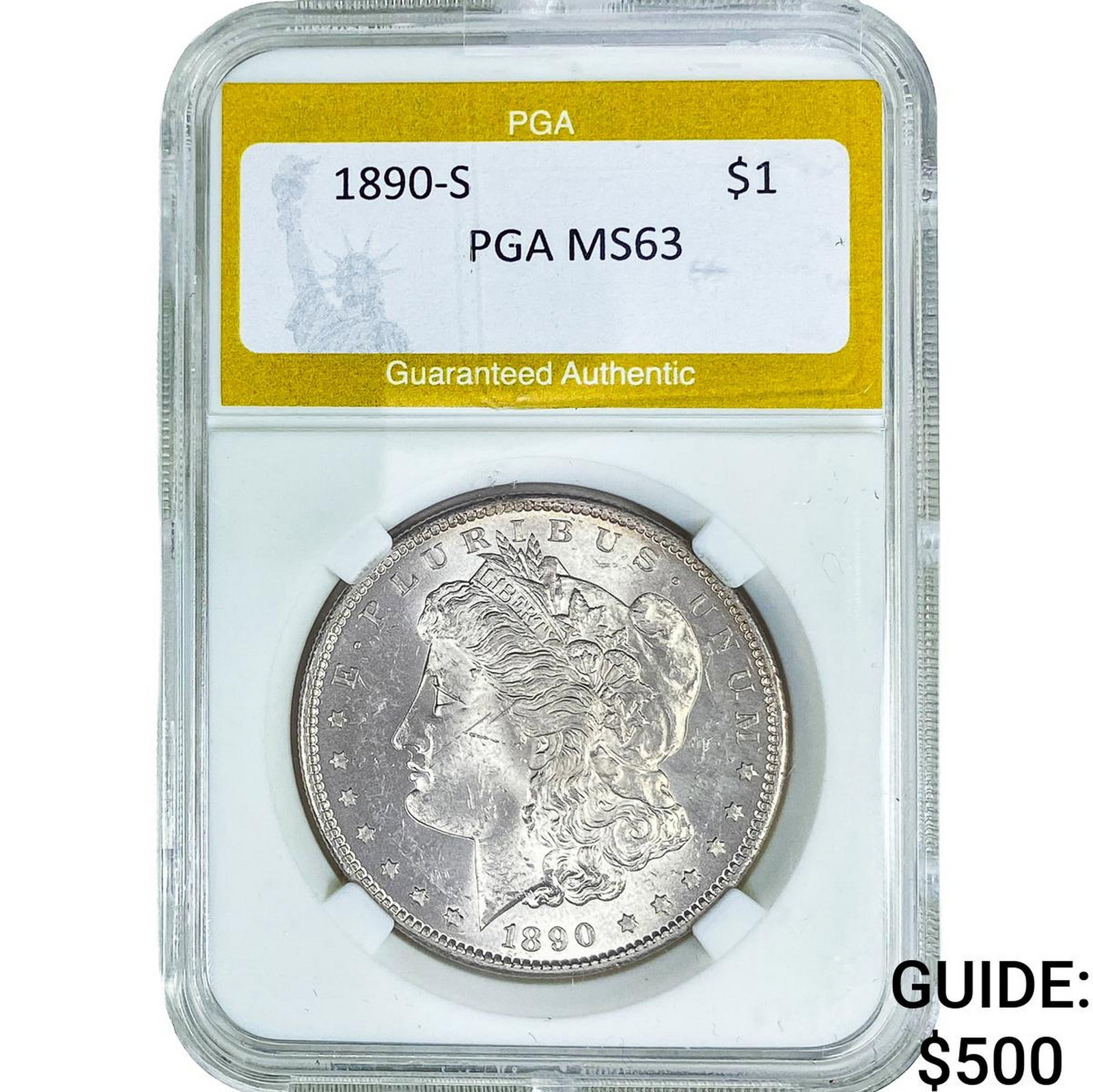 1890-S Morgan Silver Dollar PGA MS63: 1890-S Morgan Silver Dollar PGA MS63
