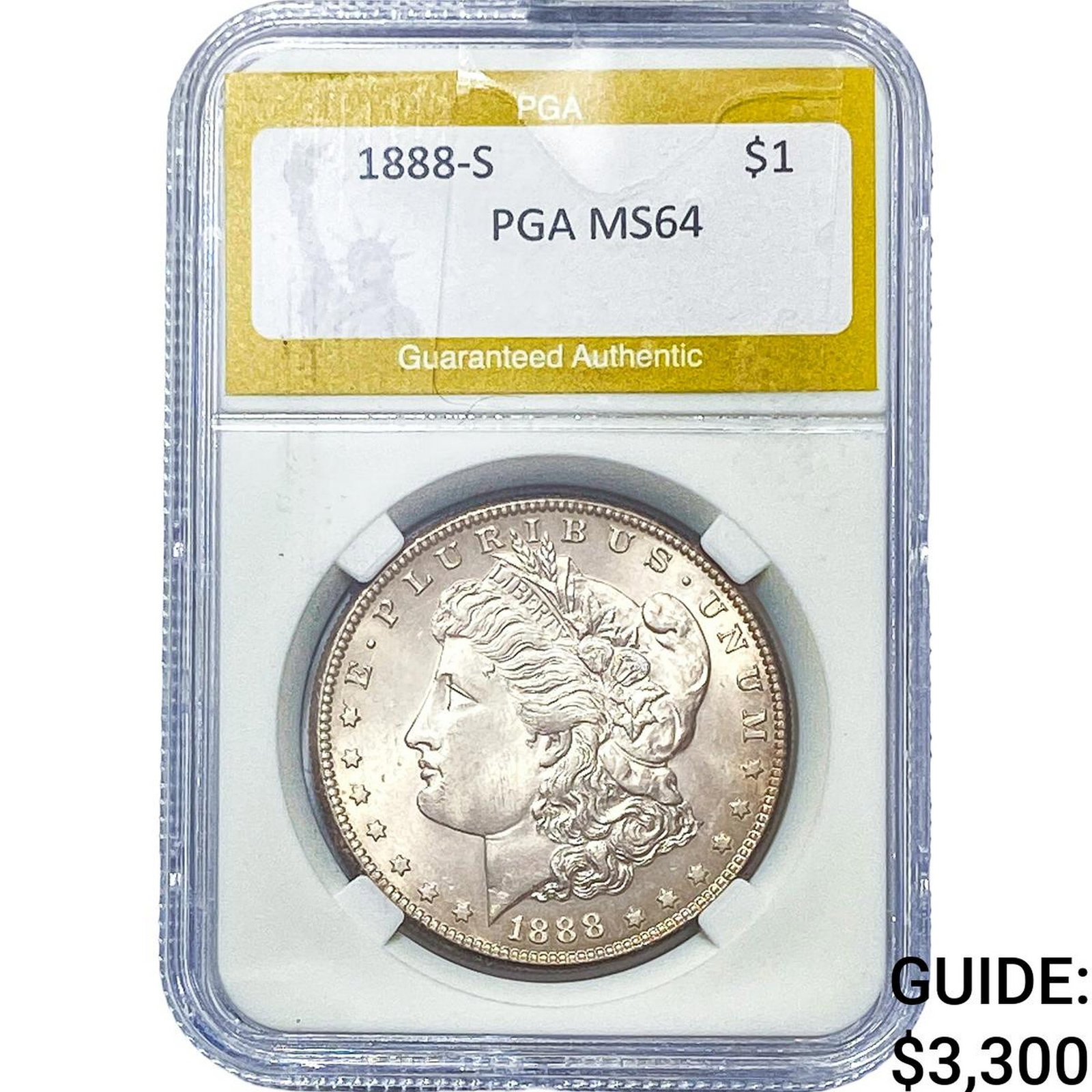 1888-S Morgan Silver Dollar PGA MS64: 1888-S Morgan Silver Dollar PGA MS64