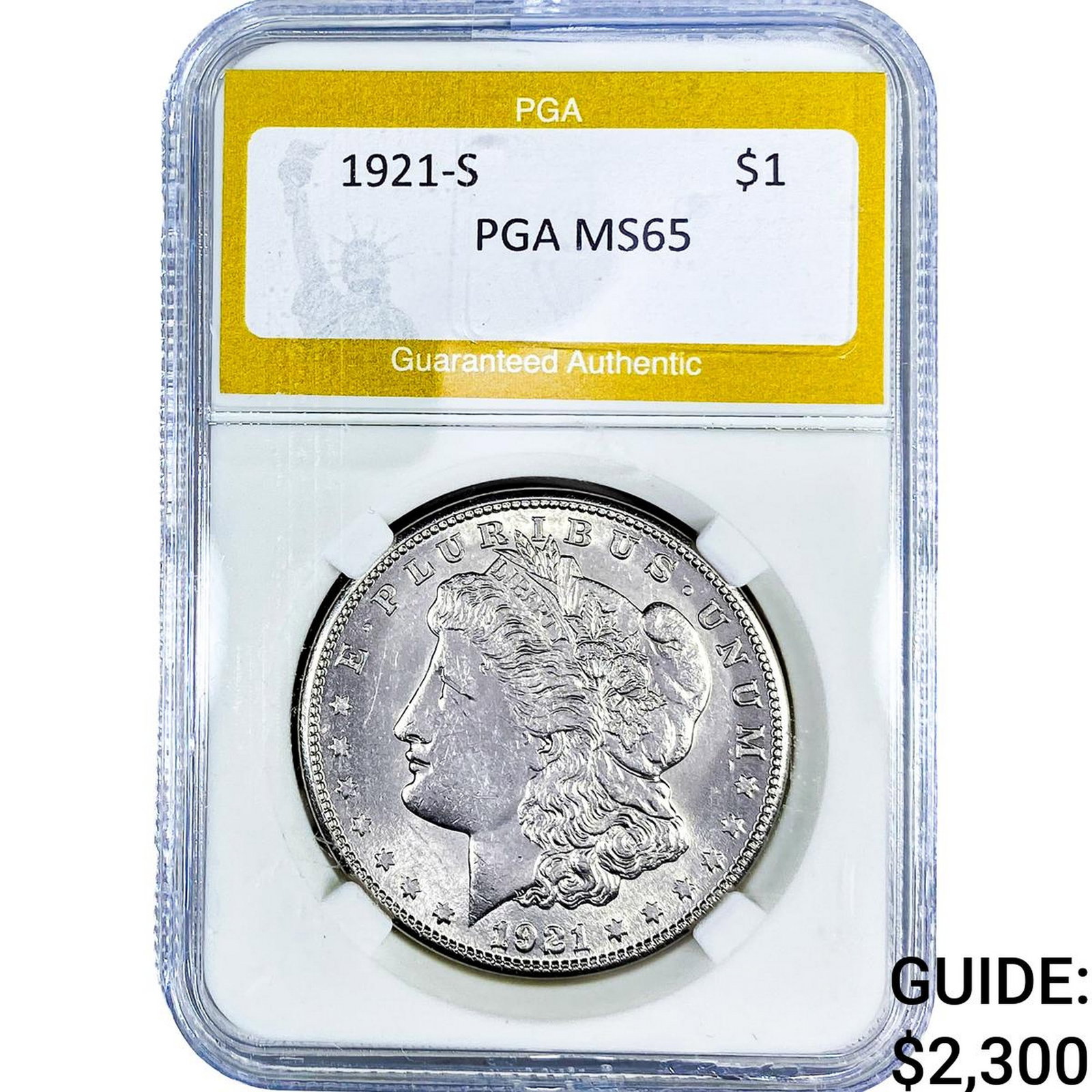 1921-S Morgan Silver Dollar PGA MS65: 1921-S Morgan Silver Dollar PGA MS65