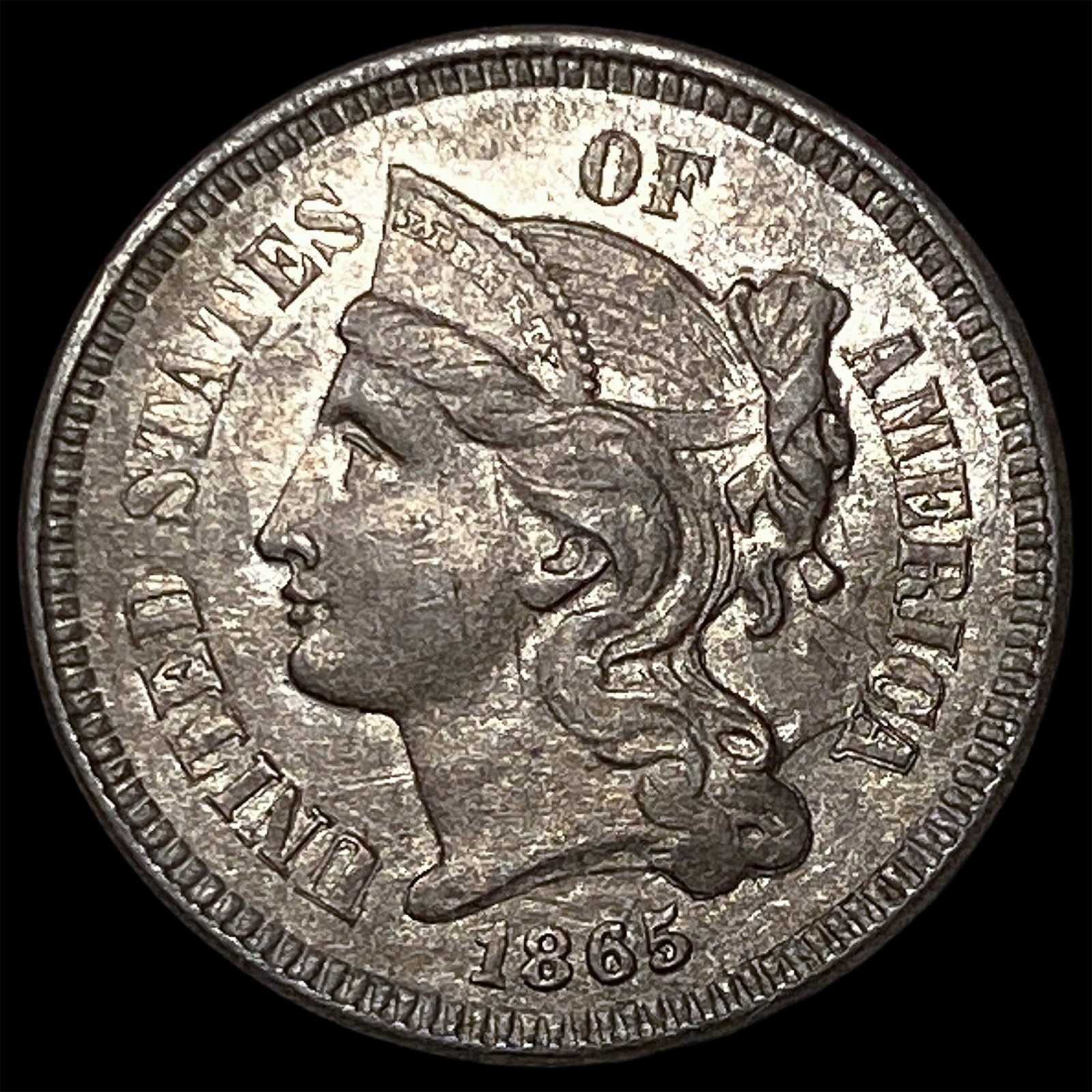 1865 Nickel Three-Cent Piece UNCIRCULATED: 1865 Nickel Three-Cent Piece UNCIRCULATED