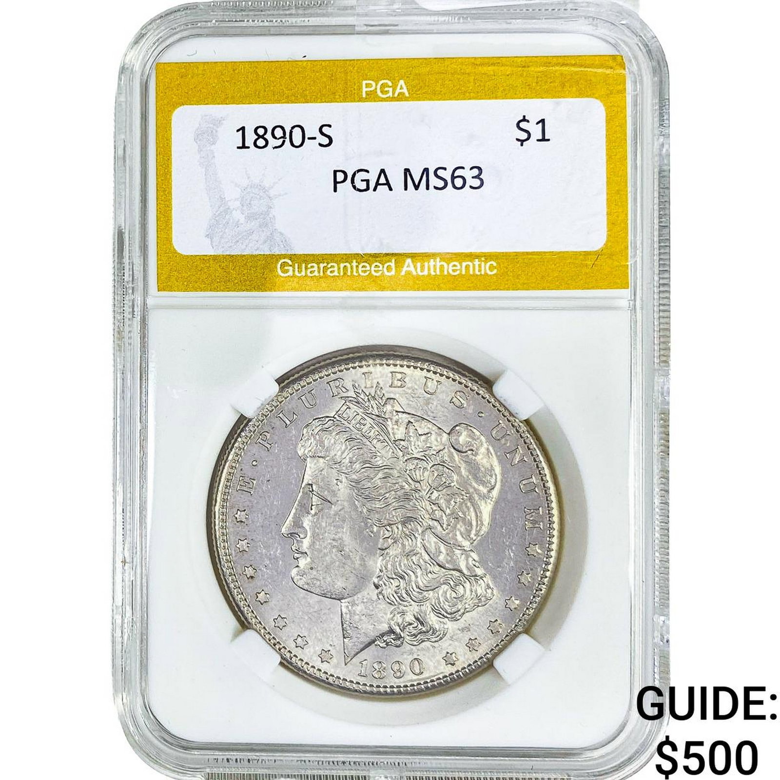 1890-S Morgan Silver Dollar PGA MS63: 1890-S Morgan Silver Dollar PGA MS63