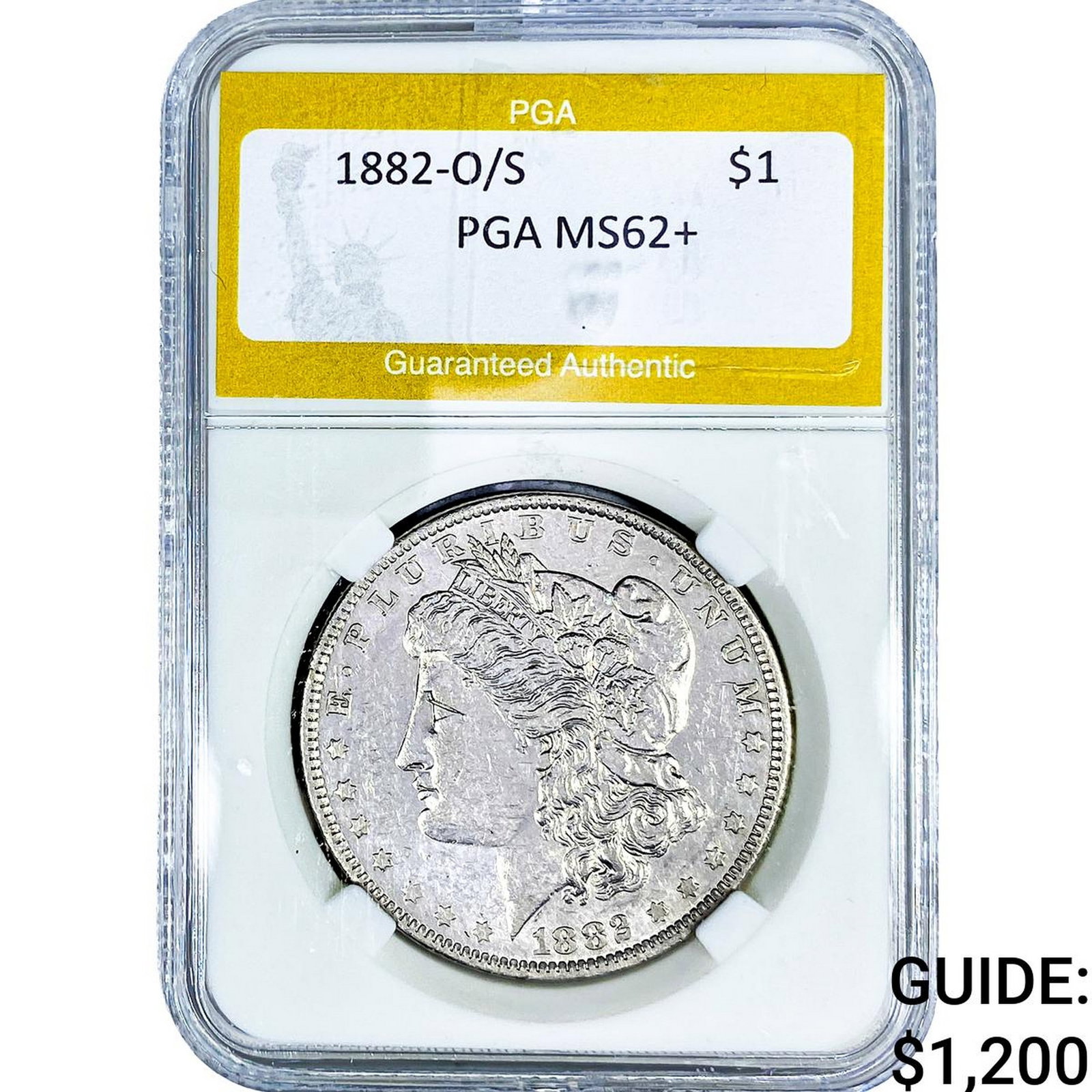 1882-O/S Morgan Silver Dollar PGA MS62+: 1882-O/S Morgan Silver Dollar PGA MS62+
