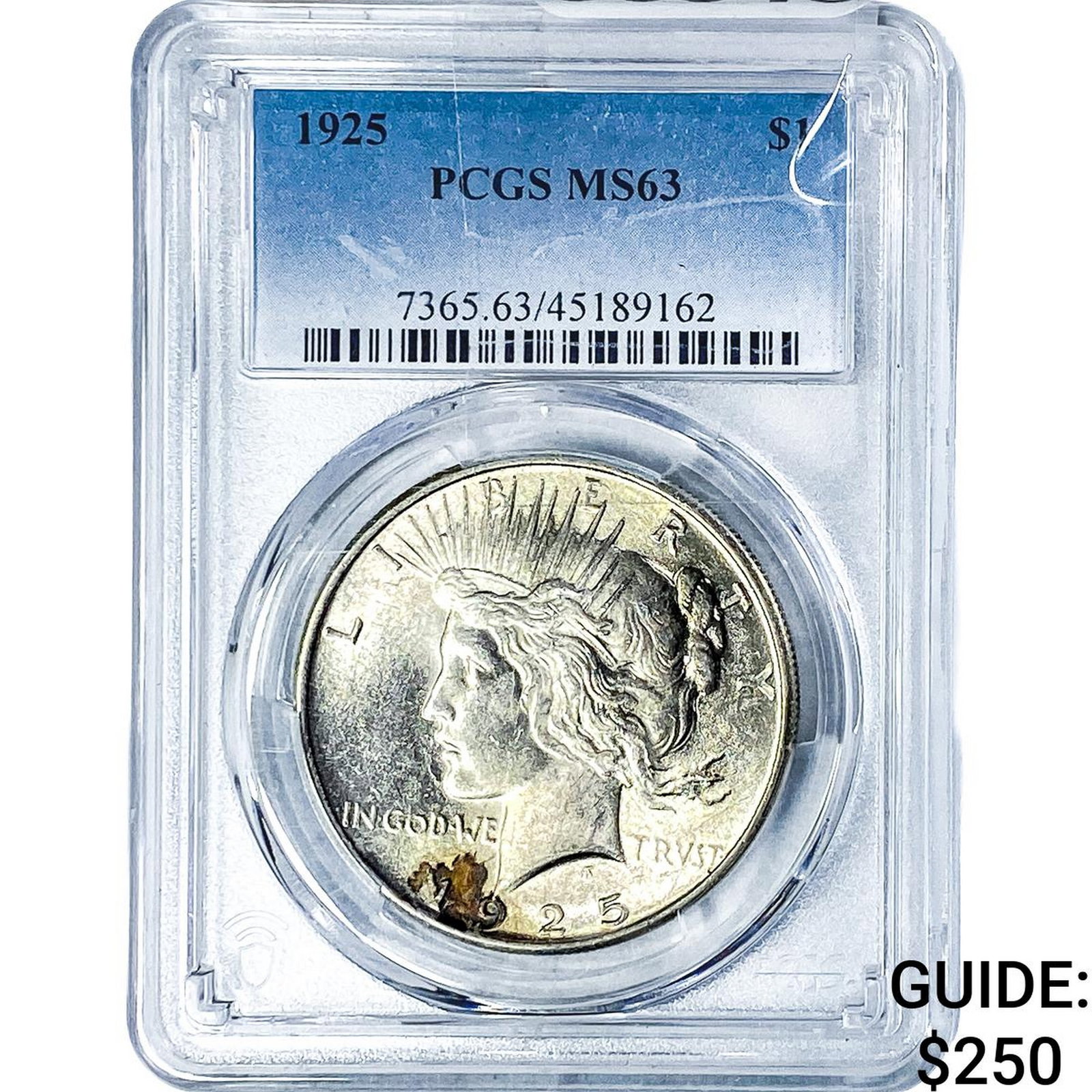 1925 Silver Peace Dollar PCGS MS63: 1925 Silver Peace Dollar PCGS MS63