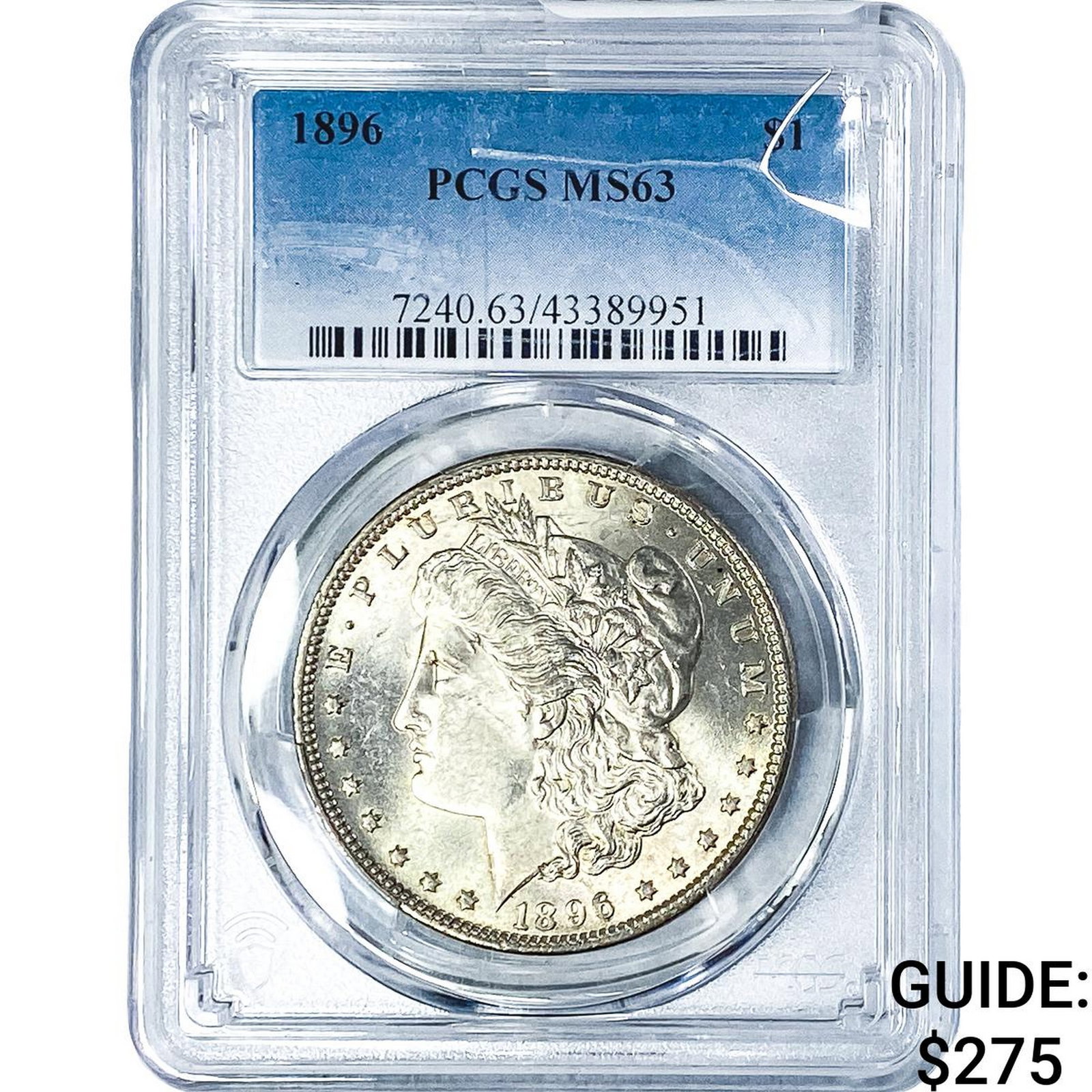 1896 Morgan Silver Dollar PCGS MS63: 1896 Morgan Silver Dollar PCGS MS63