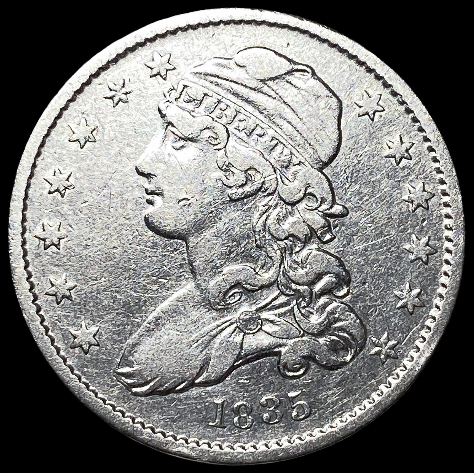 1835 Capped Bust Silver Quarter CLOSELY UNCIRCULATED: 1835 Capped Bust Silver Quarter CLOSELY UNCIRCULATED