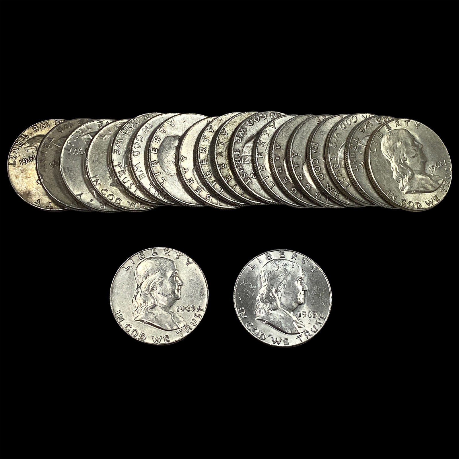 [20]1951-1963 Franklin Half Dollar Roll (1 of 2)