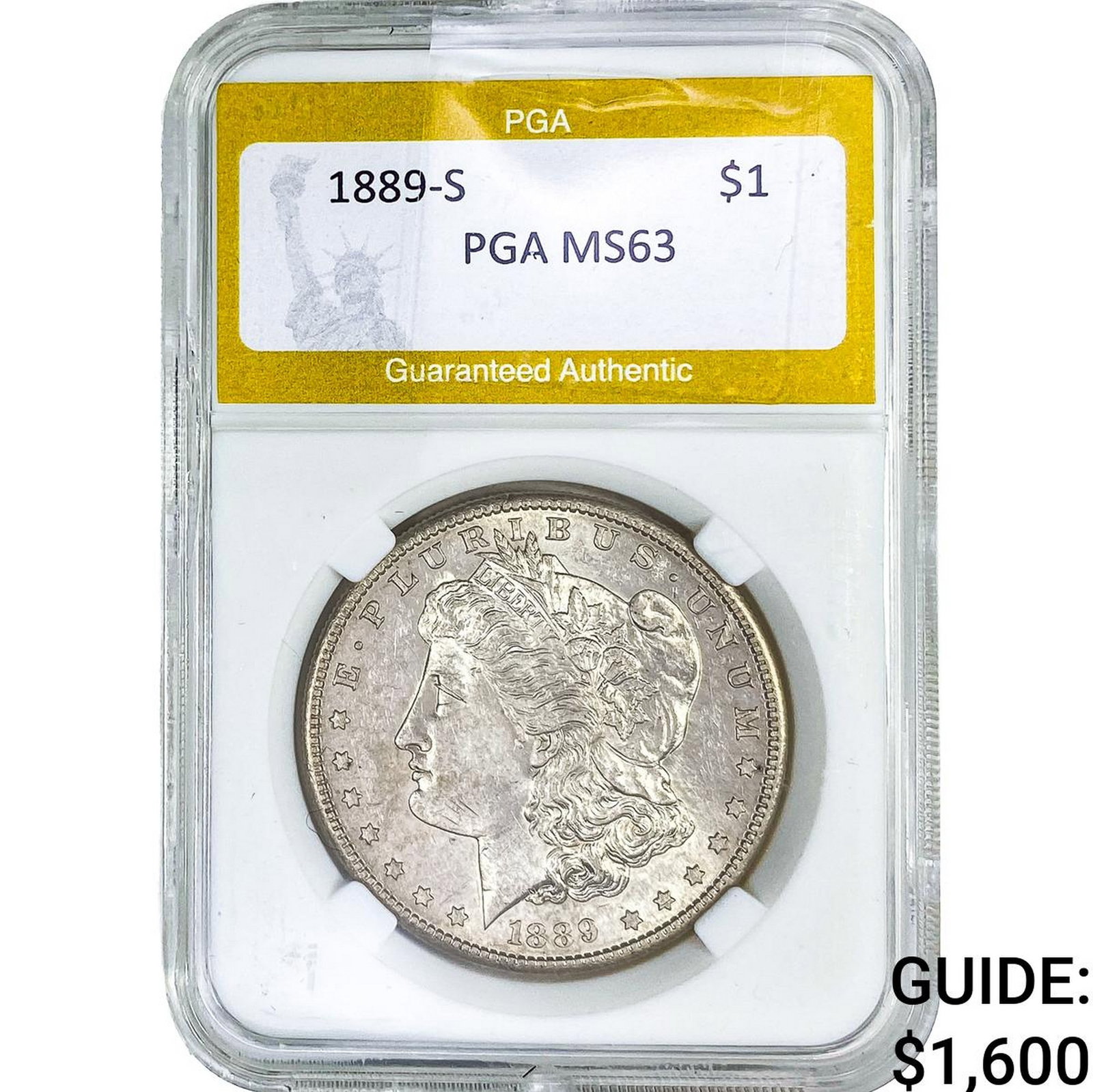 1889-S Morgan Silver Dollar PGA MS63: 1889-S Morgan Silver Dollar PGA MS63