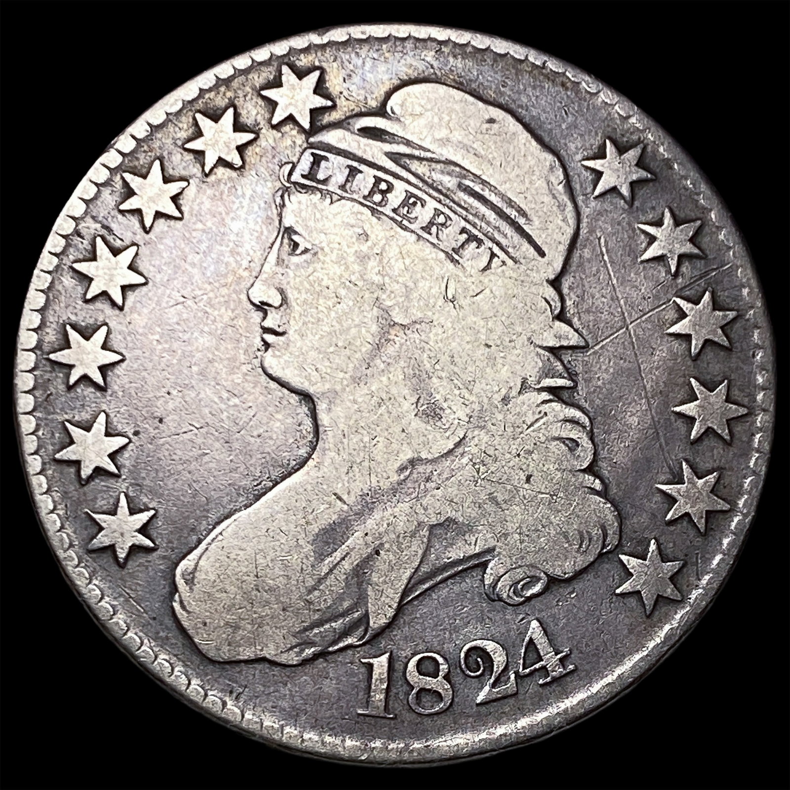 1824 Capped Bust Half Dollar LIGHTLY CIRCULATED (1 of 2)