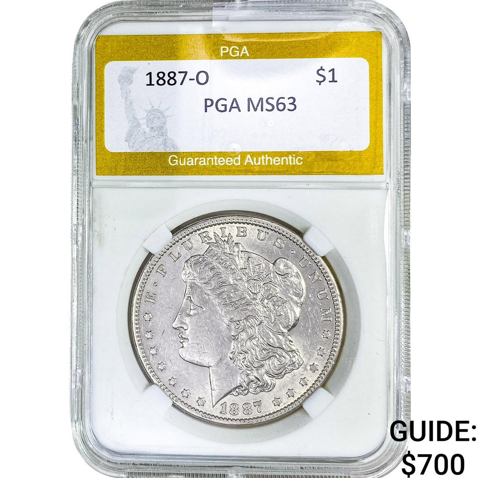 1887-O Morgan Silver Dollar PGA MS63: 1887-O Morgan Silver Dollar PGA MS63