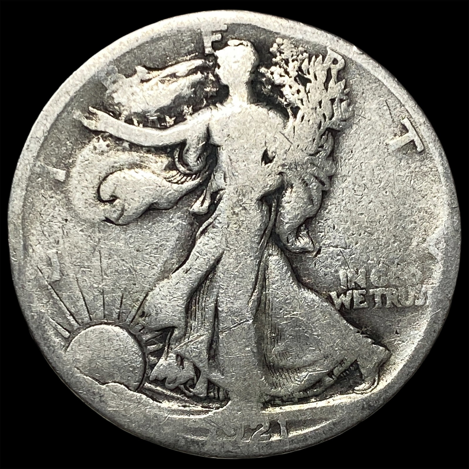 1921-S Silver Walking Liberty Half Dollar NICELY CIRCULATED: 1921-S Silver Walking Liberty Half Dollar NICELY CIRCULATED