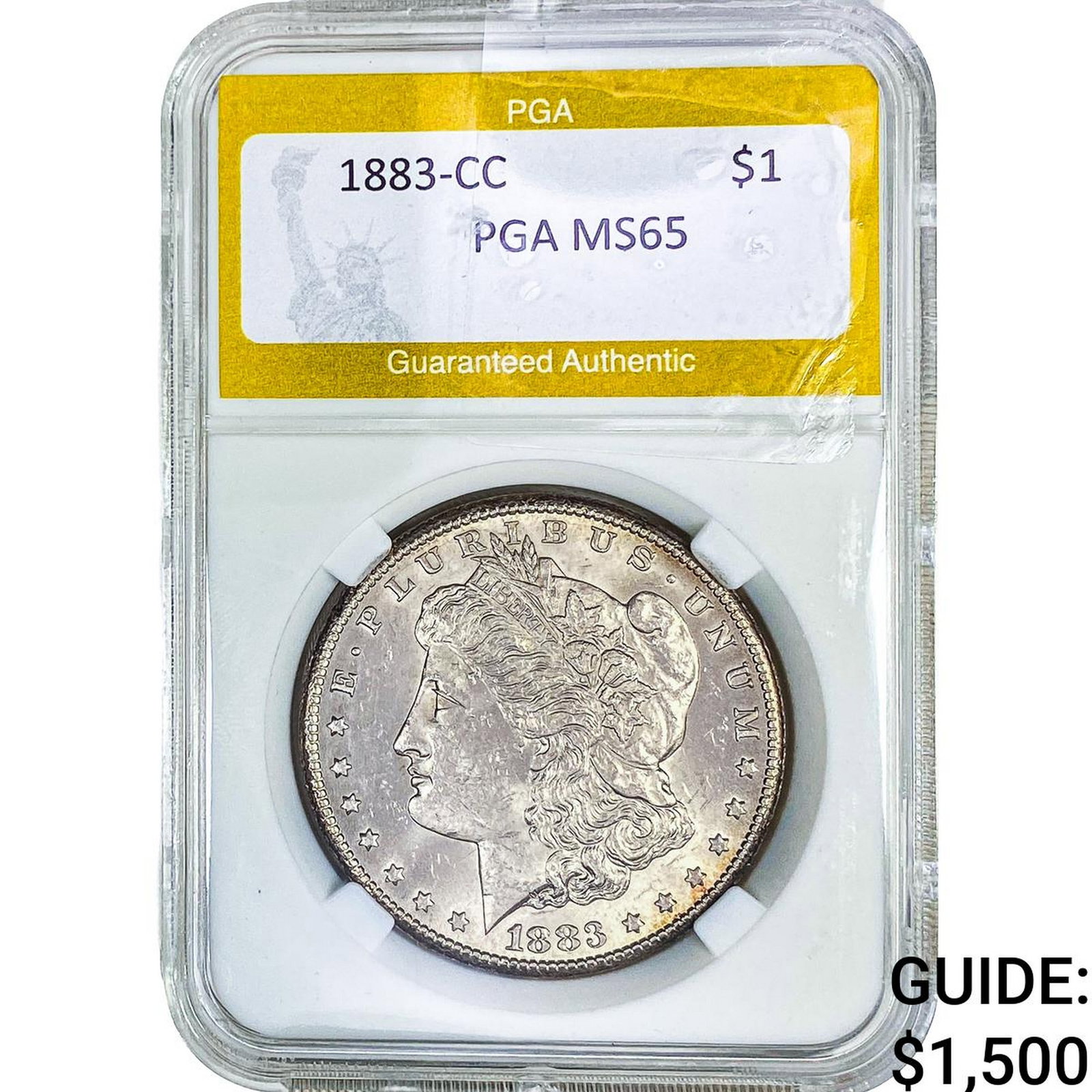 1883-CC Morgan Silver Dollar PGA MS65: 1883-CC Morgan Silver Dollar PGA MS65