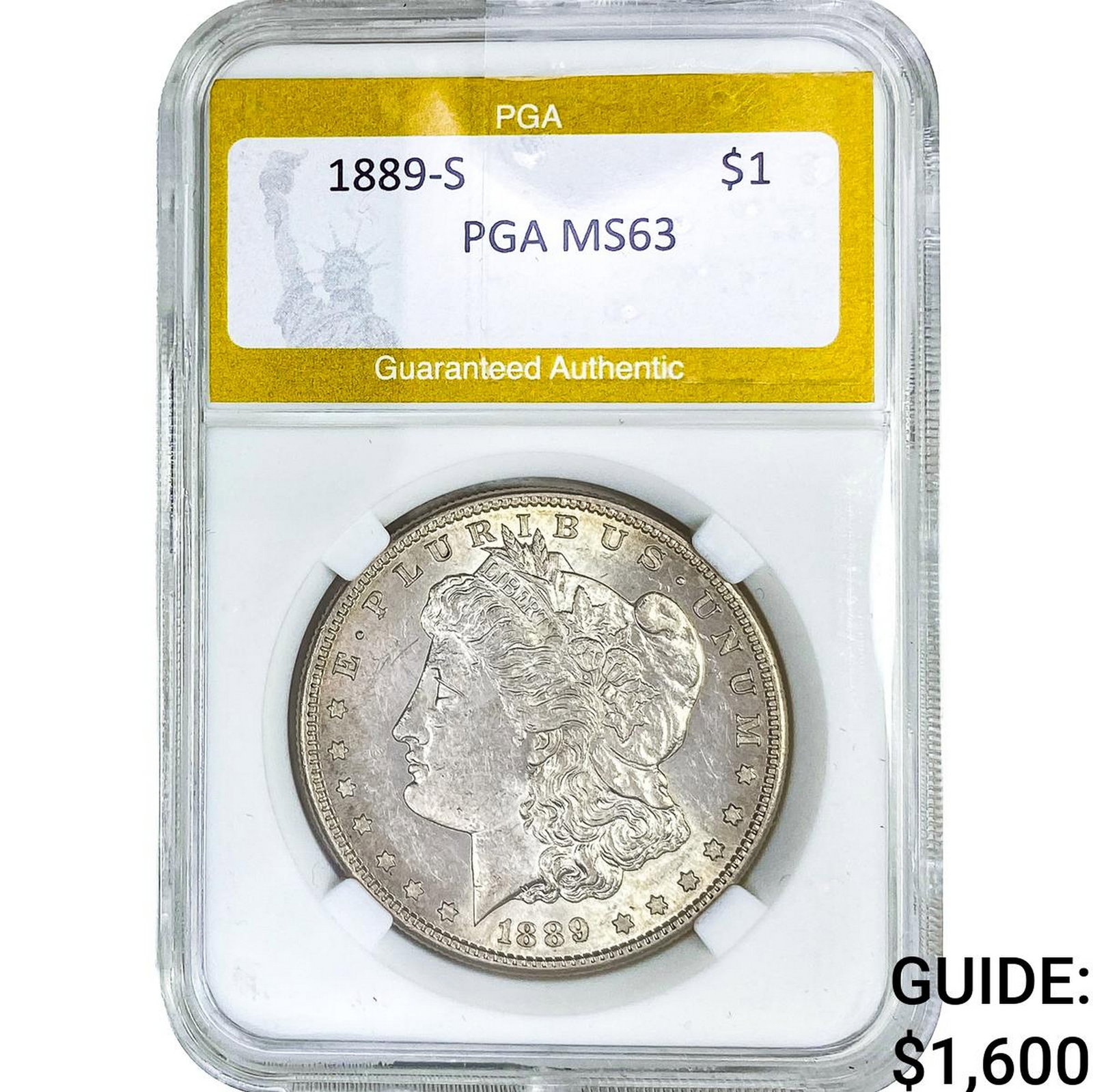 1889-S Morgan Silver Dollar PGA MS63: 1889-S Morgan Silver Dollar PGA MS63
