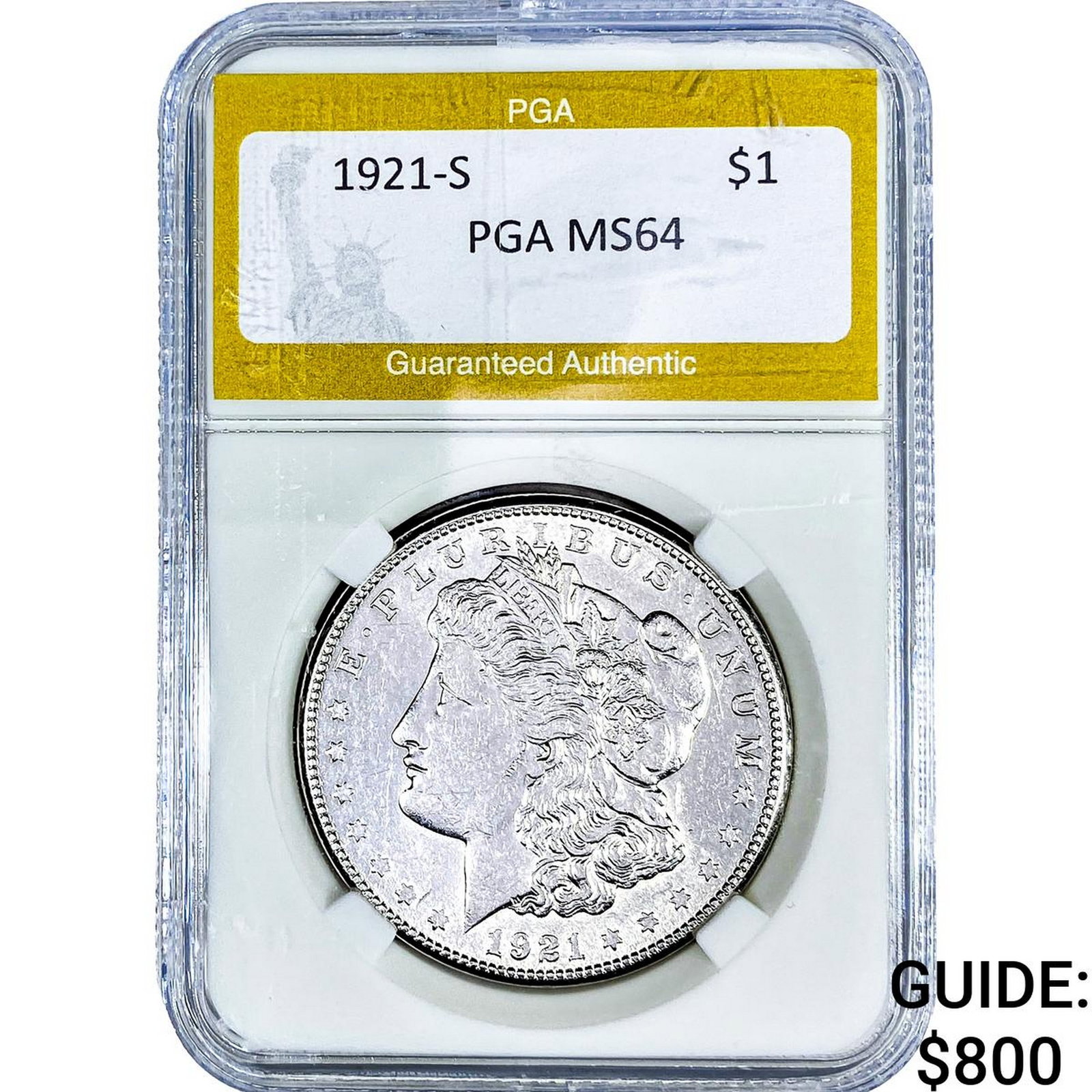 1921-S Morgan Silver Dollar PGA MS64: 1921-S Morgan Silver Dollar PGA MS64