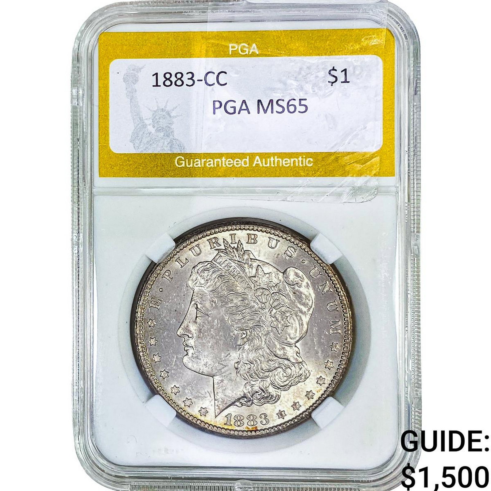 1883-CC Morgan Silver Dollar PGA MS65: 1883-CC Morgan Silver Dollar PGA MS65