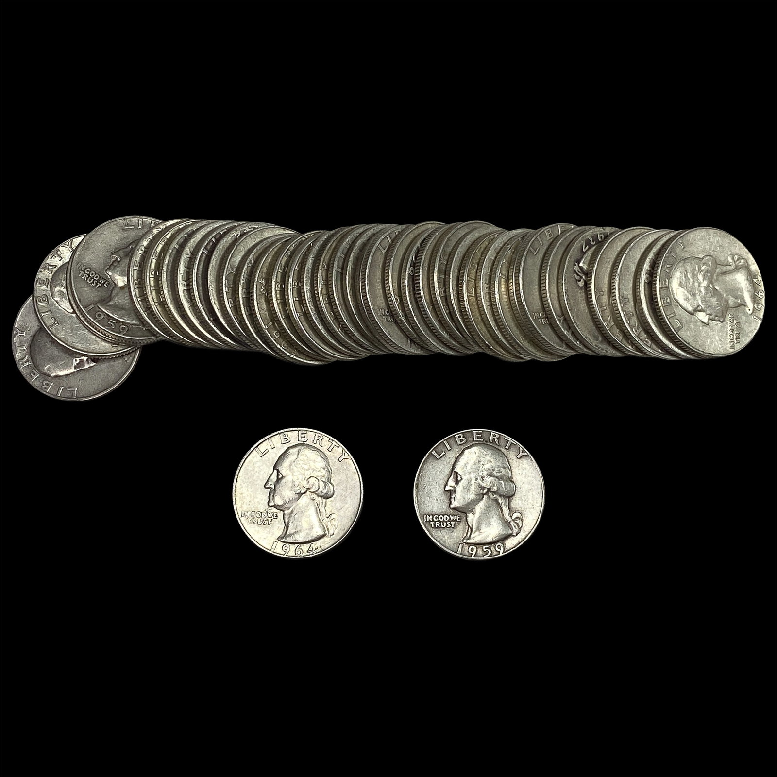 [40] 1936-1964 Washington Silver Quarter Roll (1 of 2)