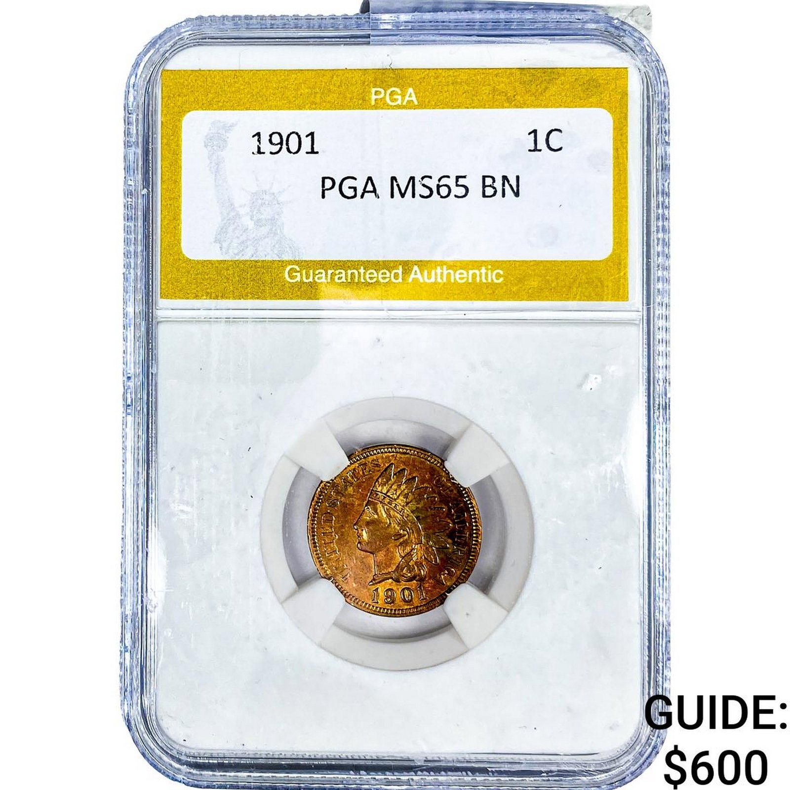 1901 Indian Head Cent PGA MS65 BN: 1901 Indian Head Cent PGA MS65 BN