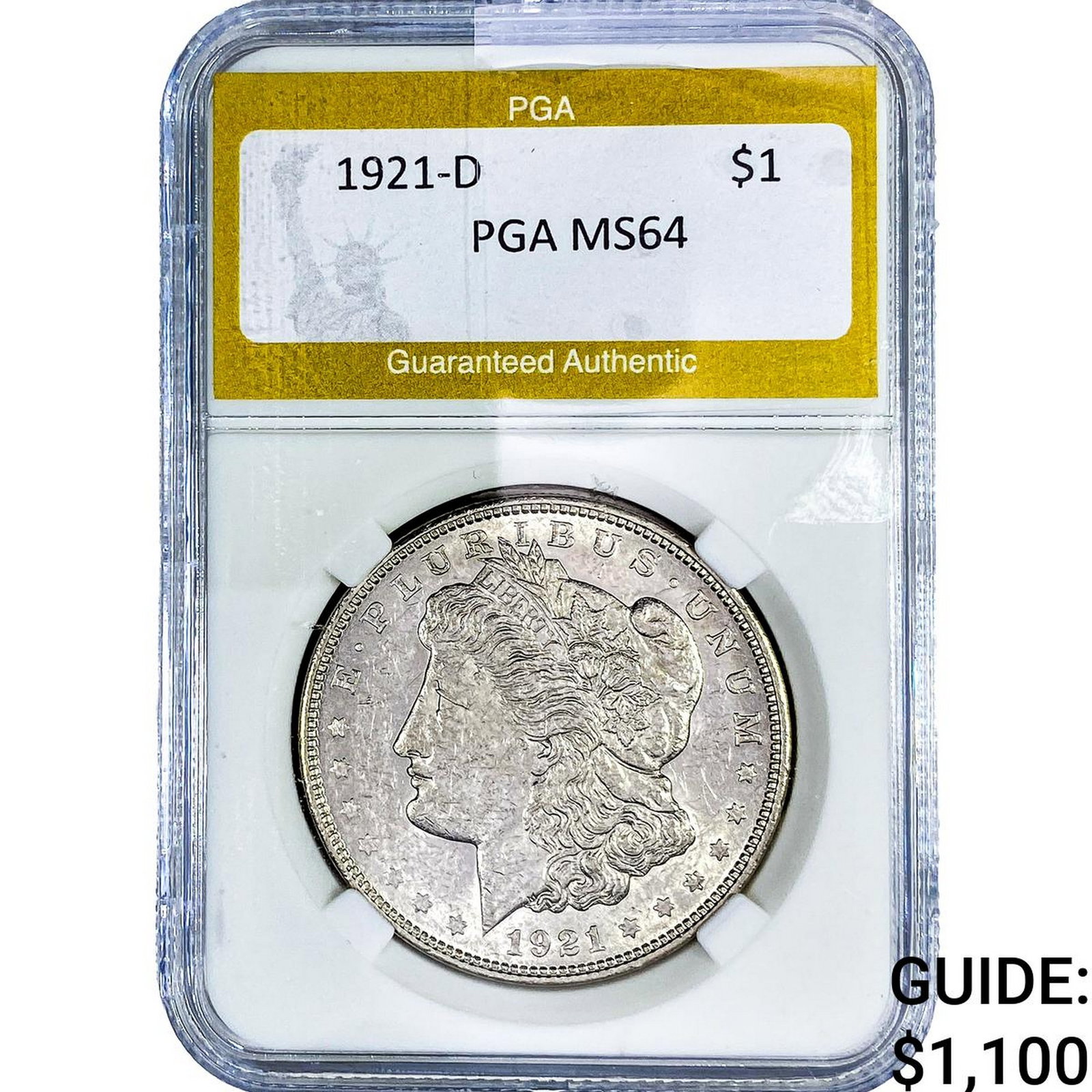 1921-D Morgan Silver Dollar PGA MS64: 1921-D Morgan Silver Dollar PGA MS64