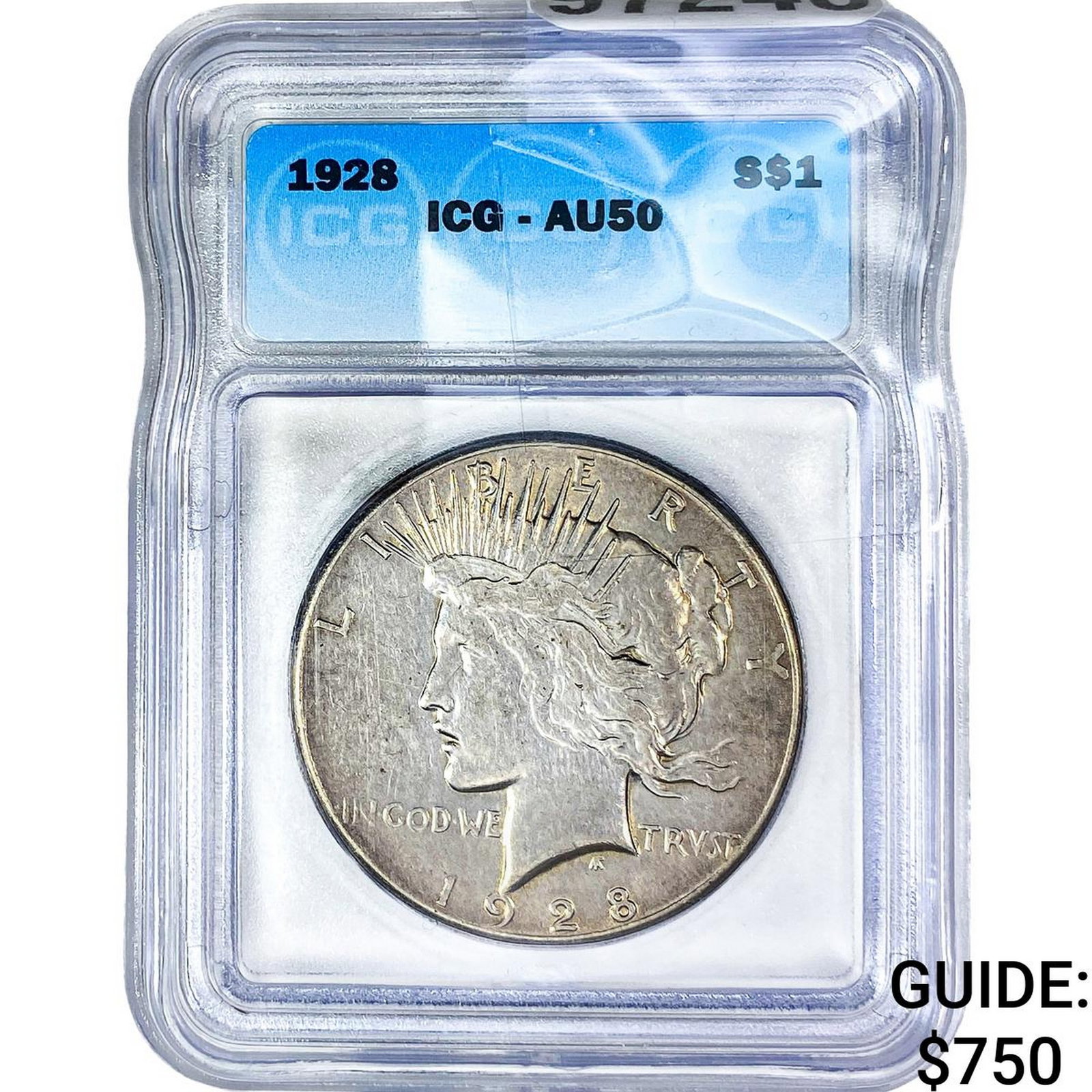1928 Silver Peace Dollar ICG AU50: 1928 Silver Peace Dollar ICG AU50