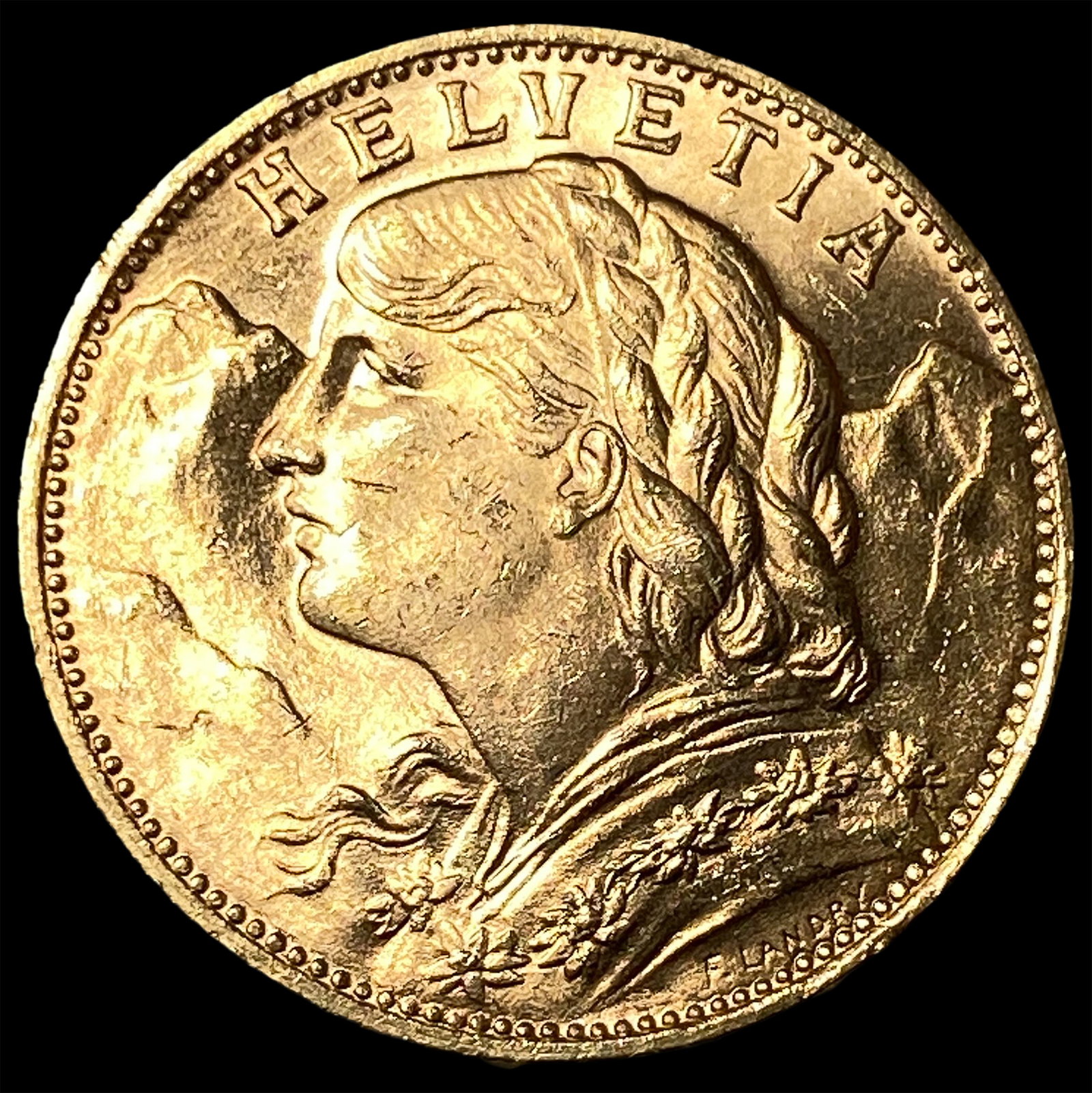 1935-B .1867oz Gold 20 Francs Swiss Helvetia GEM BU (1 of 2)