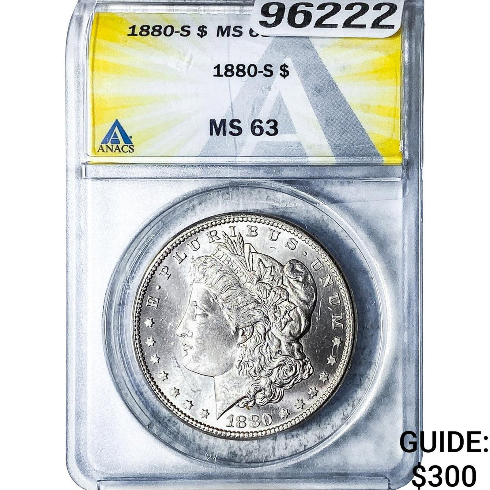 1880-S Morgan Silver Dollar ANACS MS63: 1880-S Morgan Silver Dollar ANACS MS63