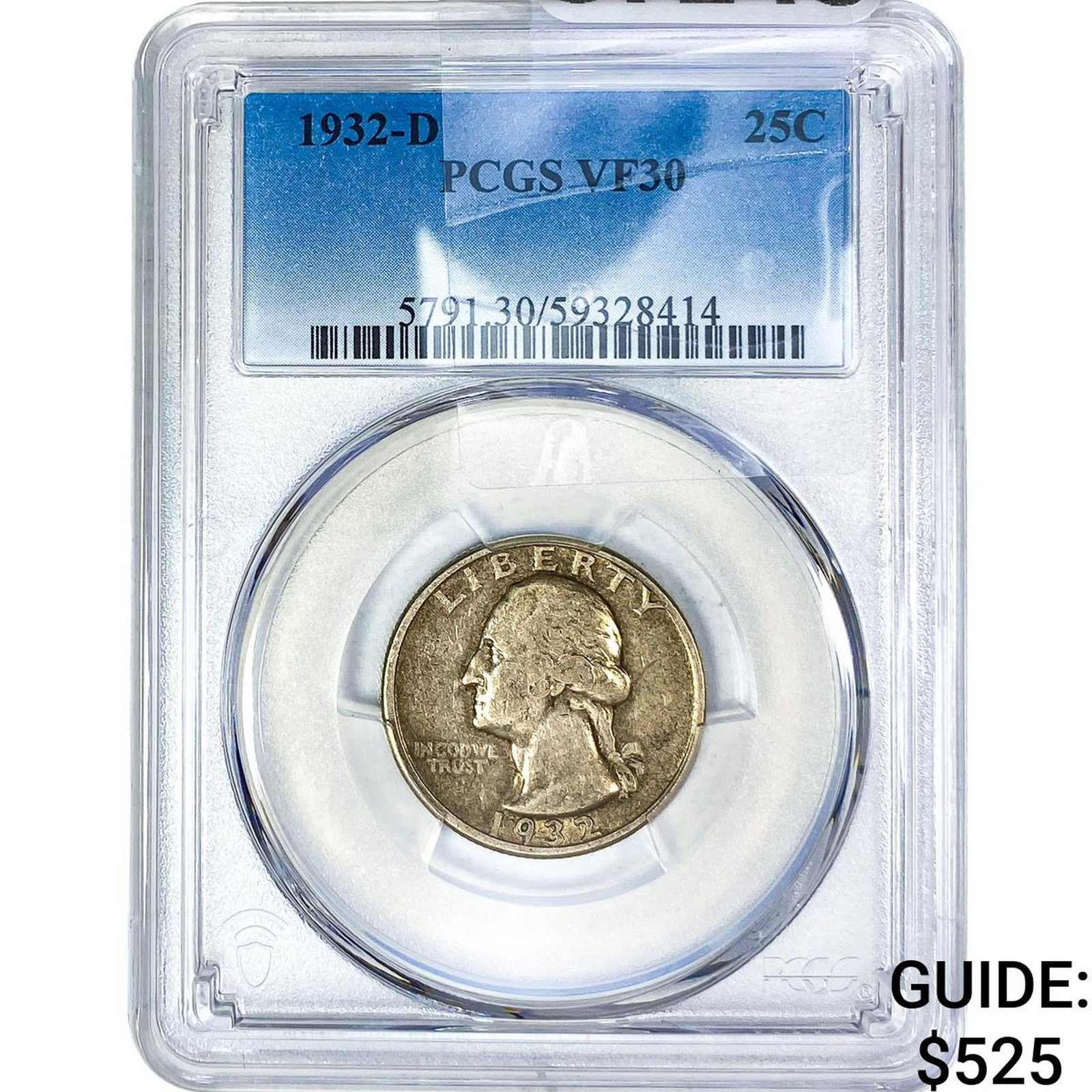 1932-D Washington Silver Quarter PCGS VF30: 1932-D Washington Silver Quarter PCGS VF30