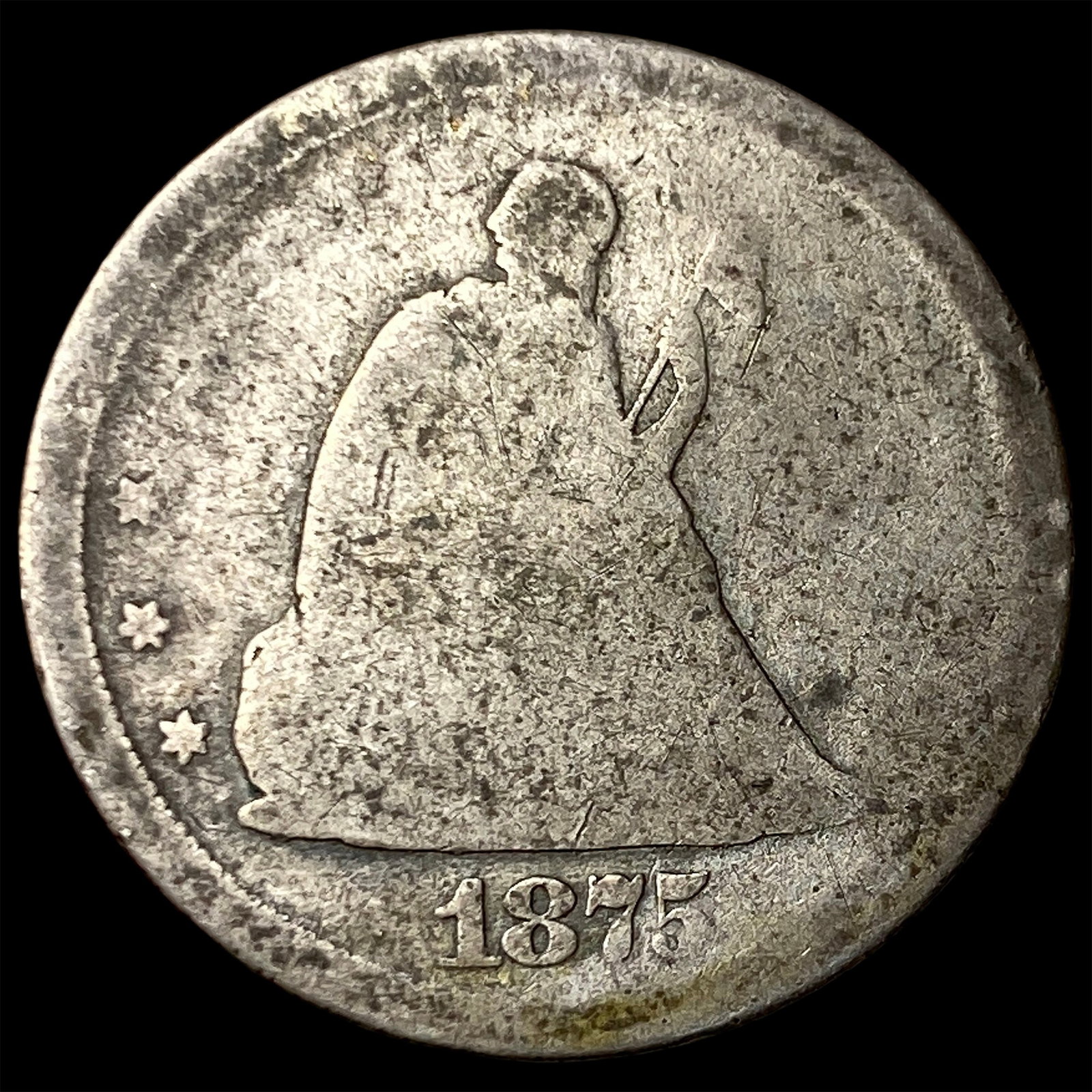 1875 Silver Seated Liberty Quarter NICELY CIRCULATED: 1875 Silver Seated Liberty Quarter NICELY CIRCULATED