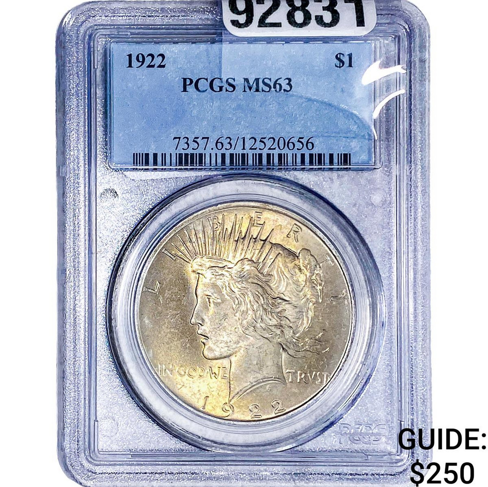 1922 Silver Peace Dollar PCGS MS63: 1922 Silver Peace Dollar PCGS MS63