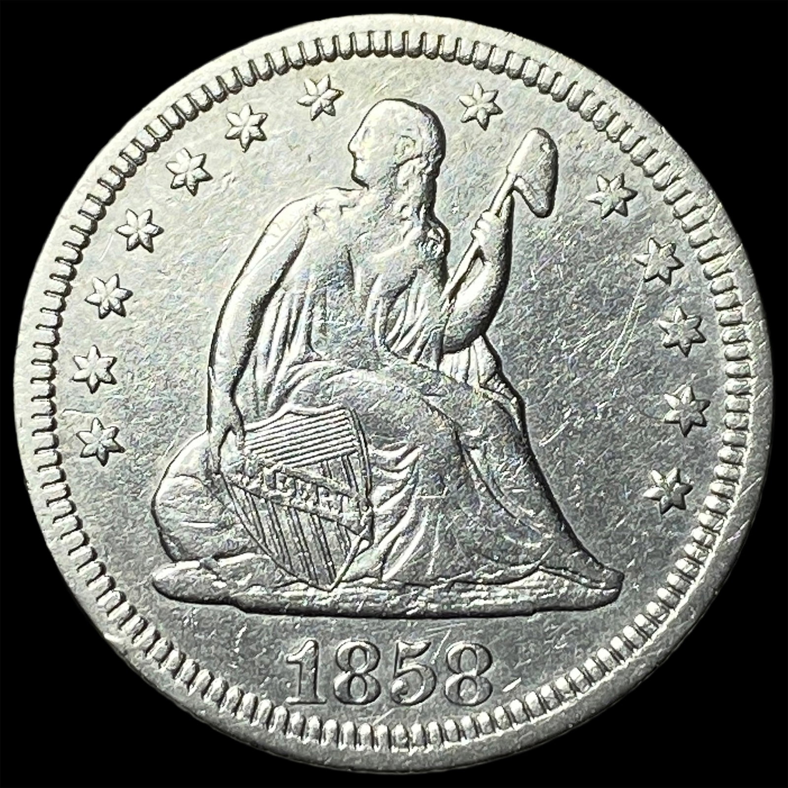 1858 Seated Liberty Quarter CLOSELY UNCIRCULATED (1 of 2)