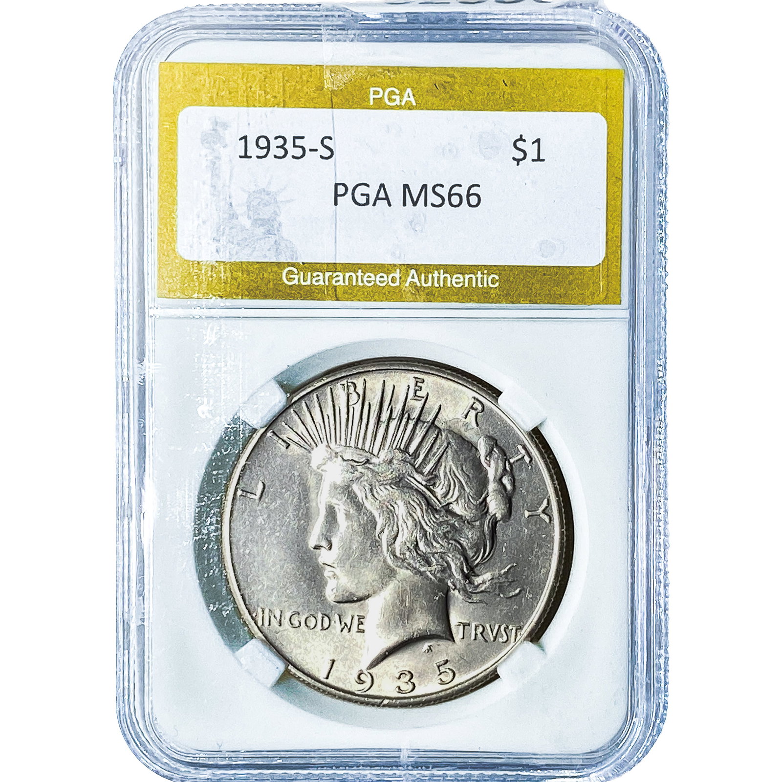 1935-S Silver Peace Dollar PGA MS66: 1935-S Silver Peace Dollar PGA MS66