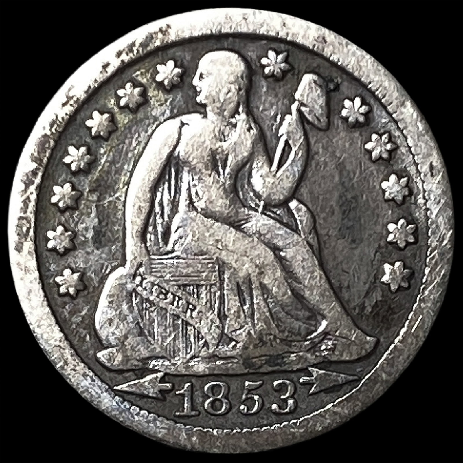 1853 Arrows Seated Liberty Dime LIGHTLY CIRCULATED: 1853 Arrows Seated Liberty Dime LIGHTLY CIRCULATED