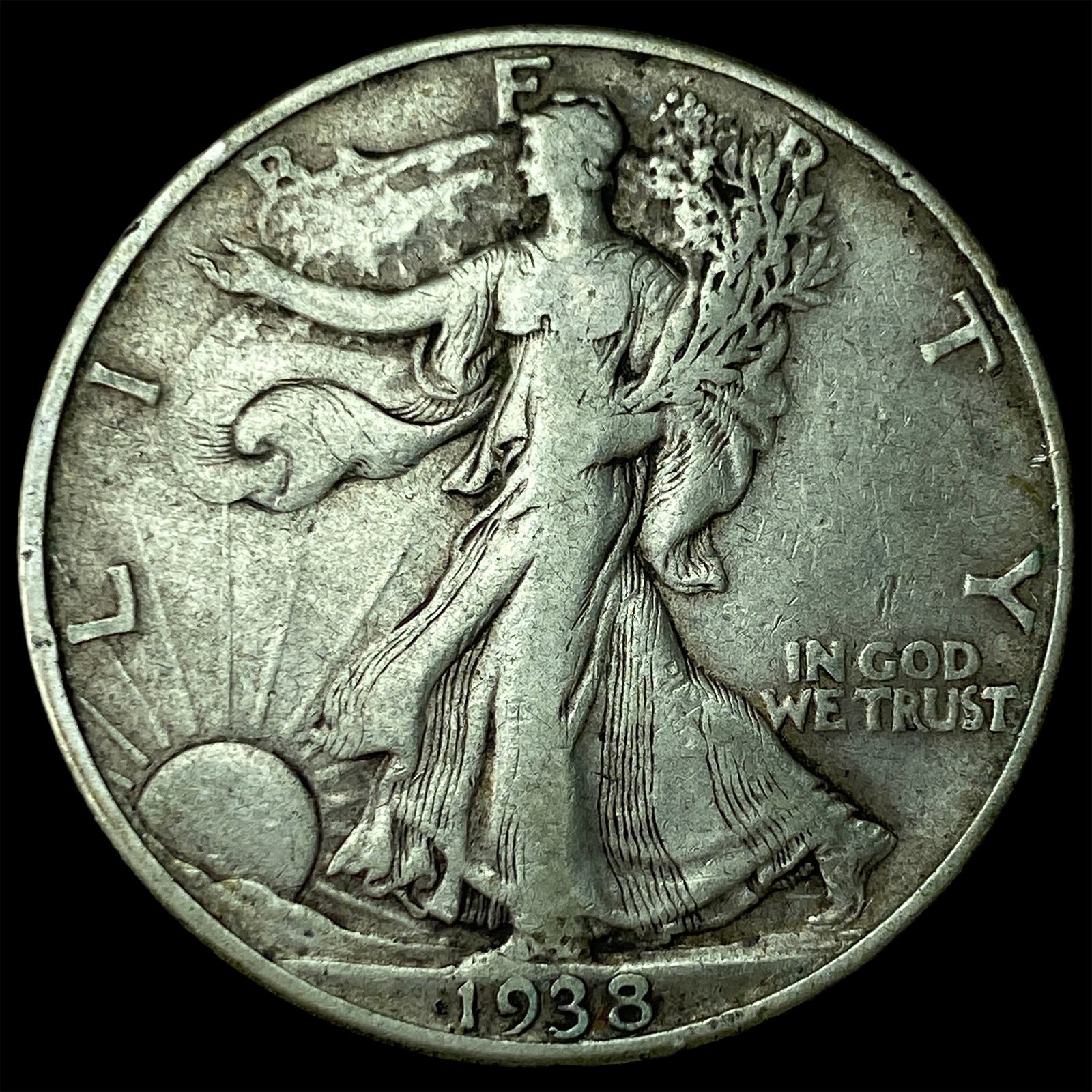 1938-D Silver Walking Liberty Half Dollar NEARLY UNCIRCULATED: 1938-D Silver Walking Liberty Half Dollar NEARLY UNCIRCULATED