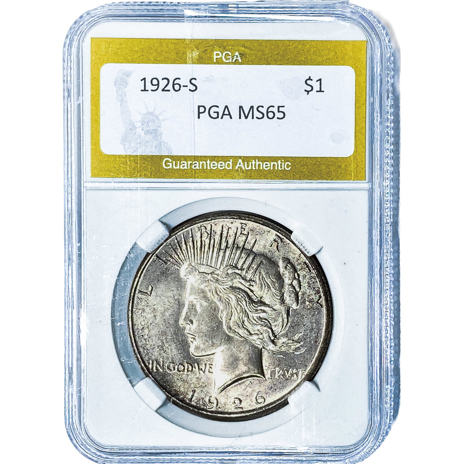 1926-S Silver Peace Dollar PGA MS65: 1926-S Silver Peace Dollar PGA MS65