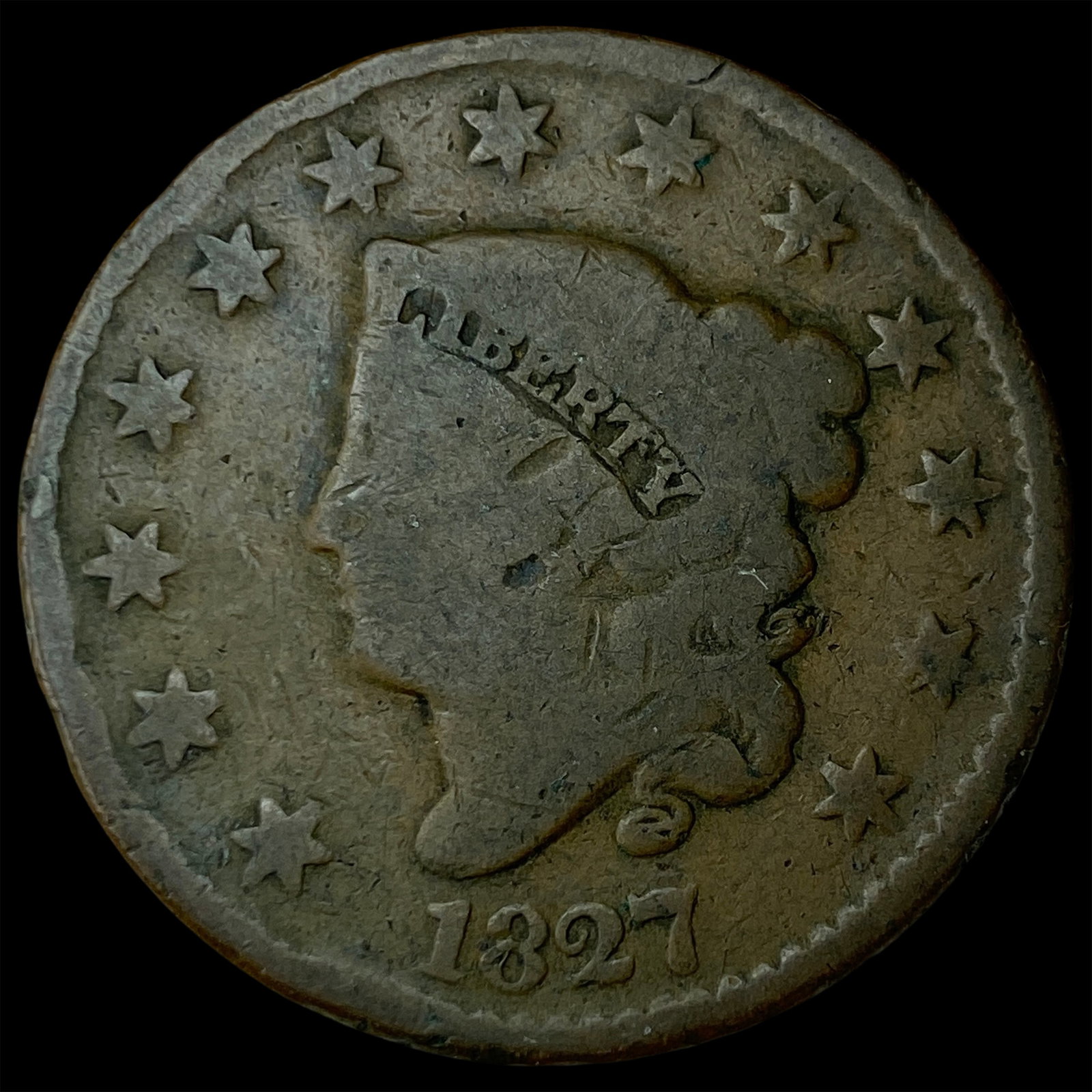 1827 Coronet Head Large Cent LIGHTLY CIRCULATED (1 of 2)