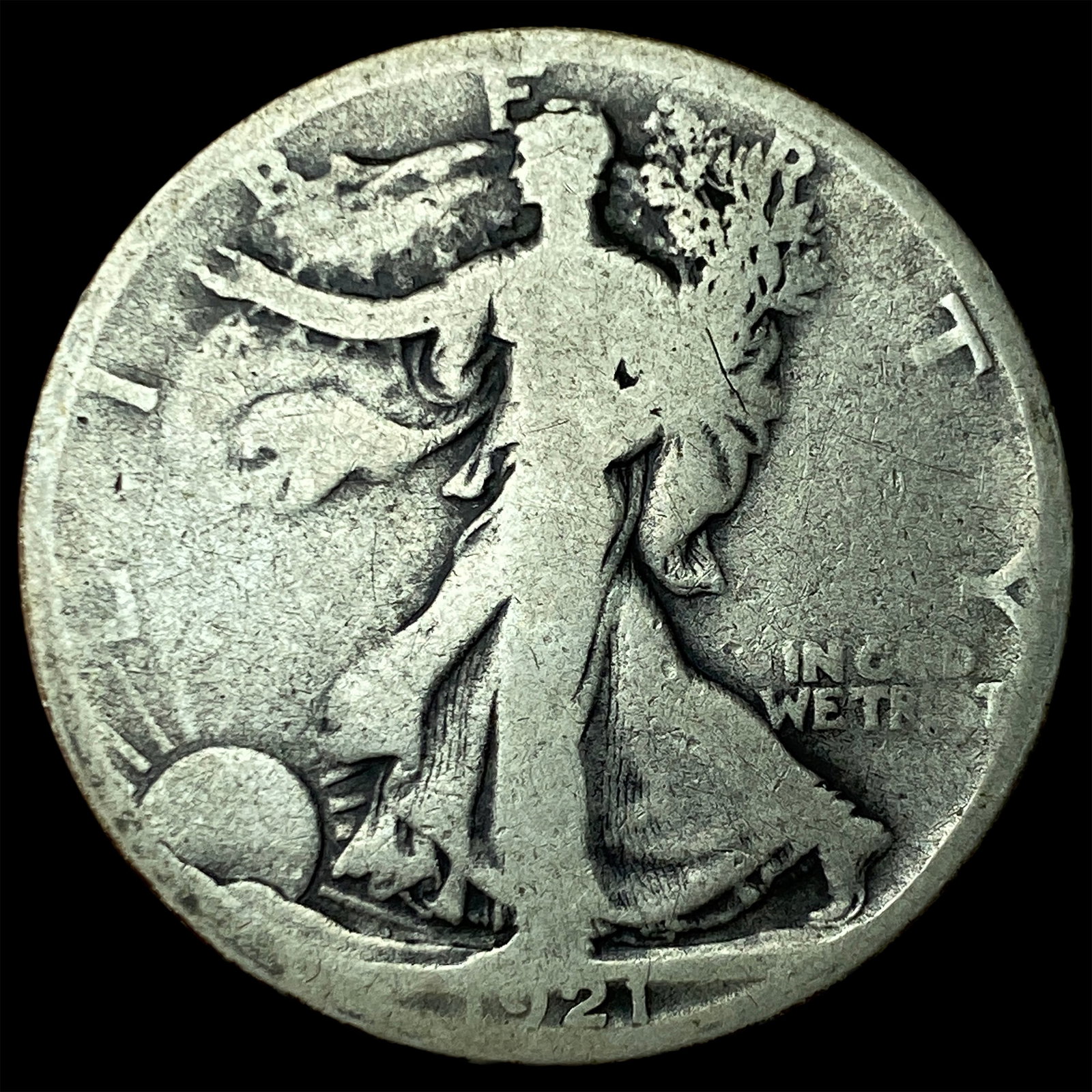 1921-S Silver Walking Liberty Half Dollar NICELY CIRCULATED: 1921-S Silver Walking Liberty Half Dollar NICELY CIRCULATED
