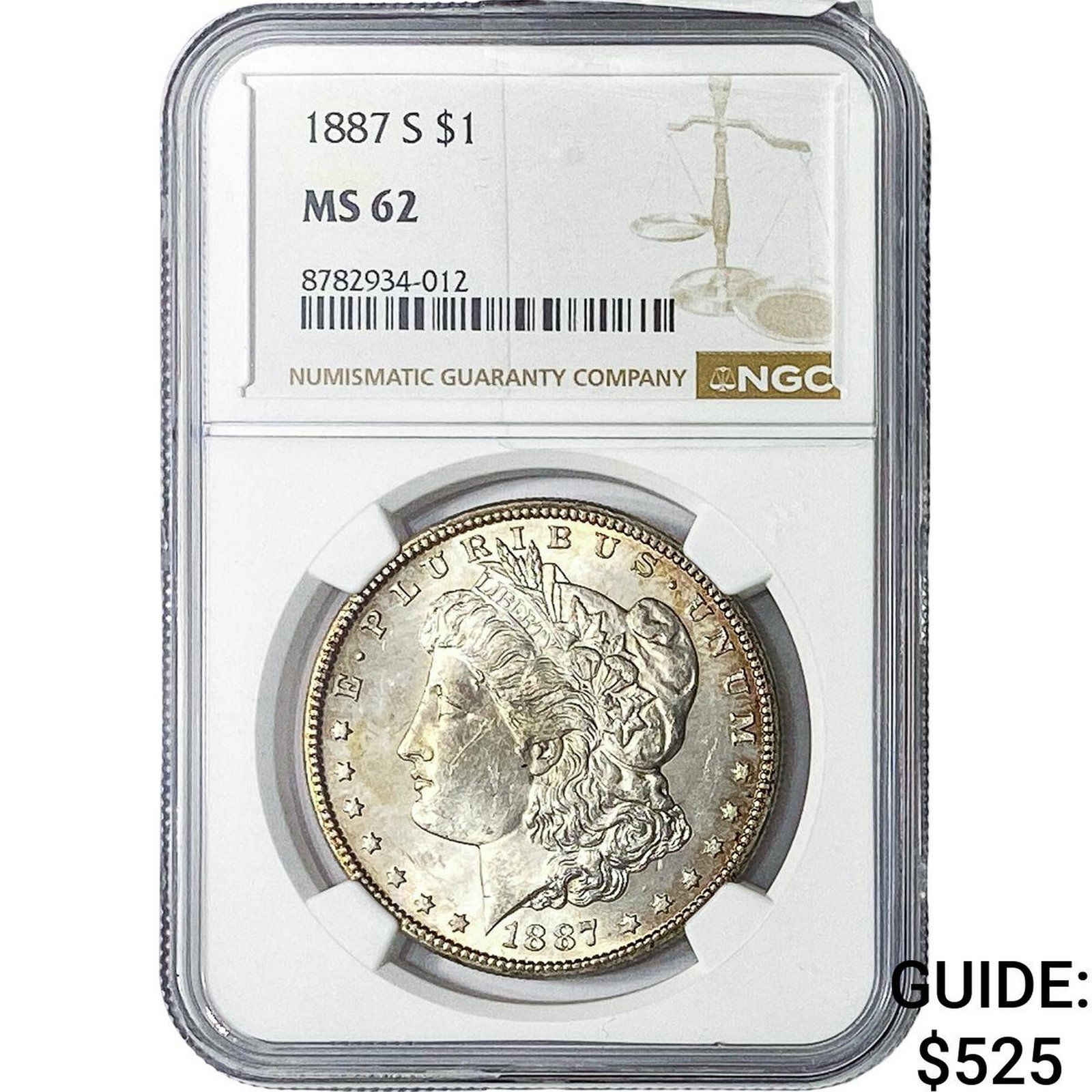 1887-S Morgan Silver Dollar NGC MS62: 1887-S Morgan Silver Dollar NGC MS62