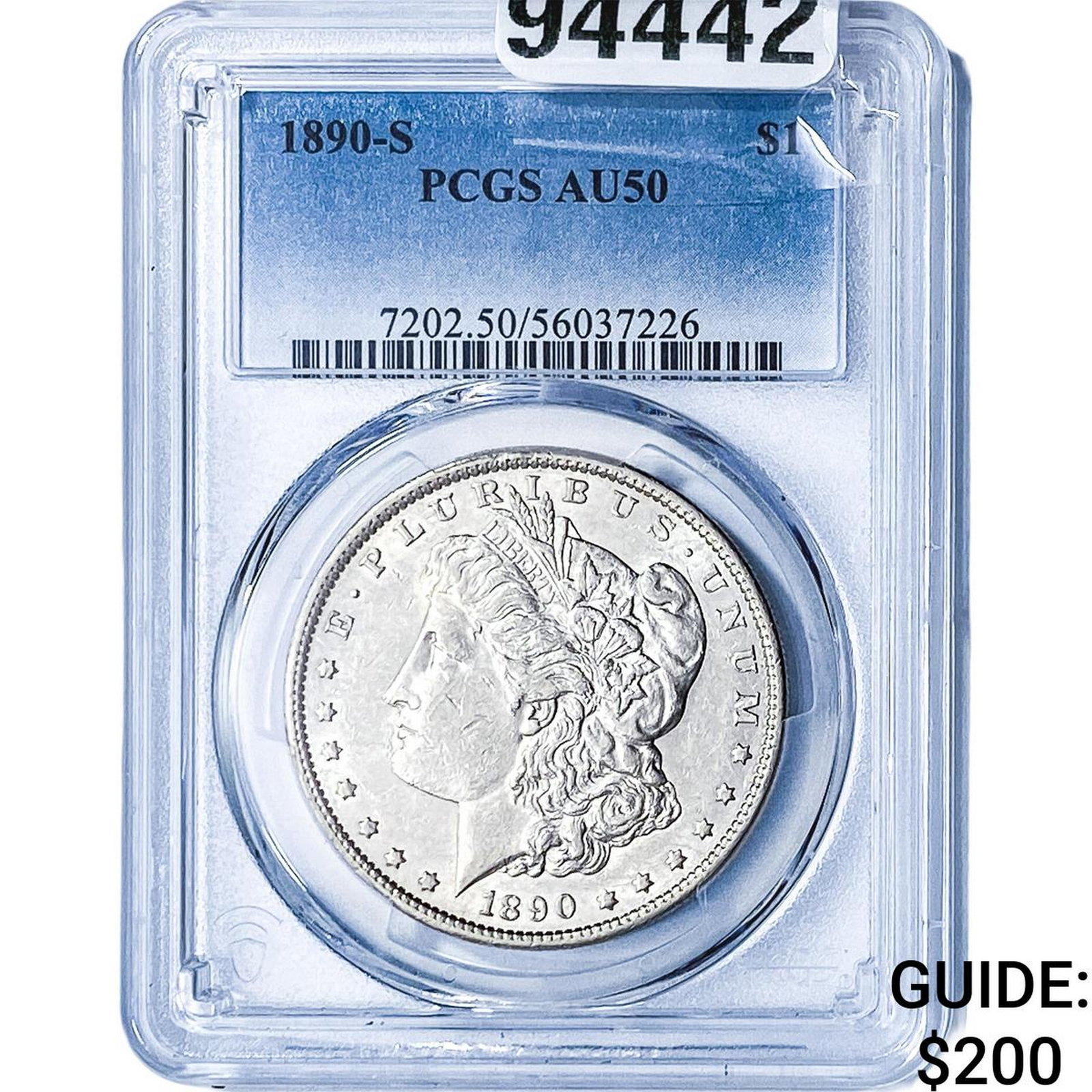 1890-S Morgan Silver Dollar PCGS AU50: 1890-S Morgan Silver Dollar PCGS AU50