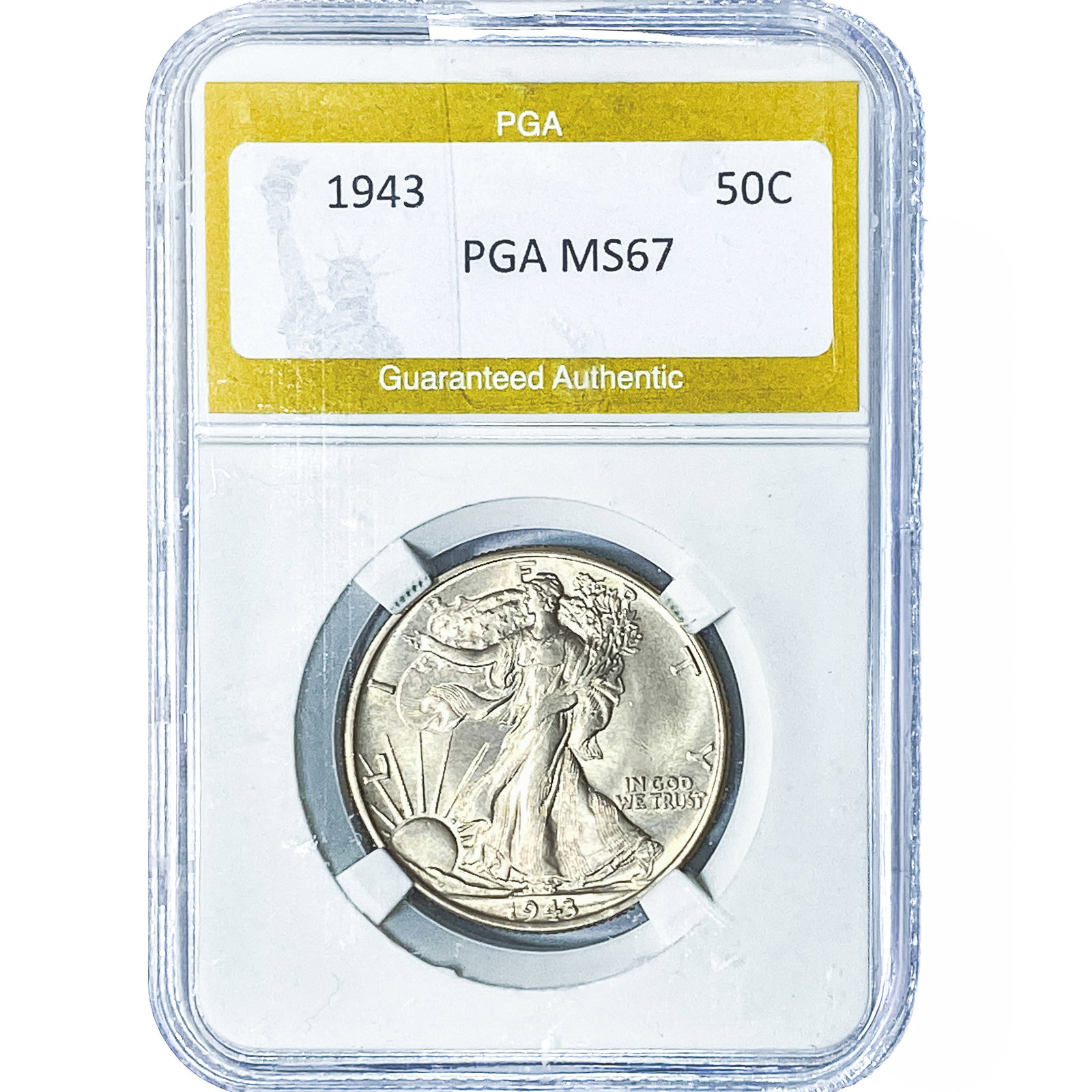 1943 Walking Liberty Half Dollar PGA MS67: 1943 Walking Liberty Half Dollar PGA MS67