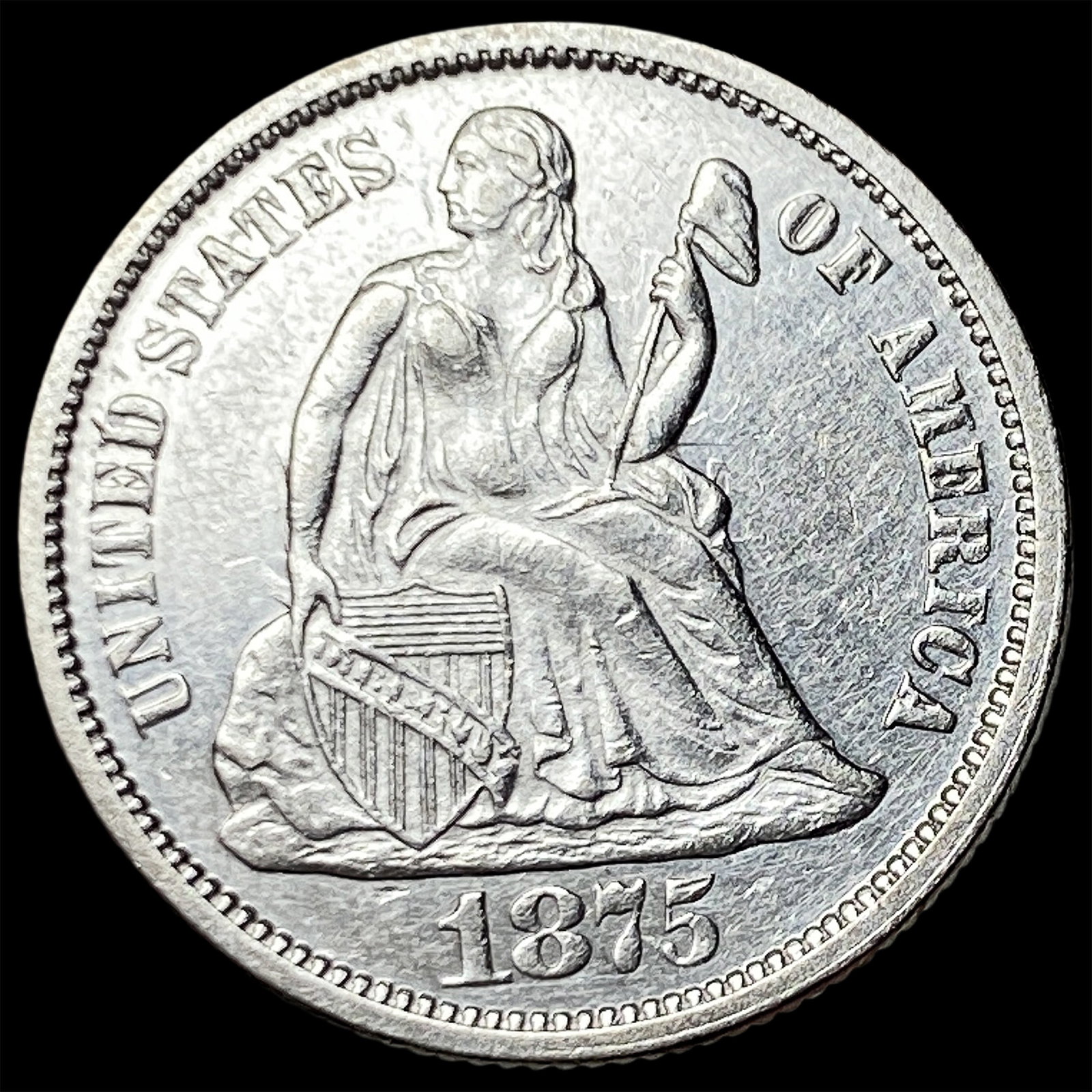 1875 Silver Seated Liberty Dime UNCIRCULATED (1 of 2)