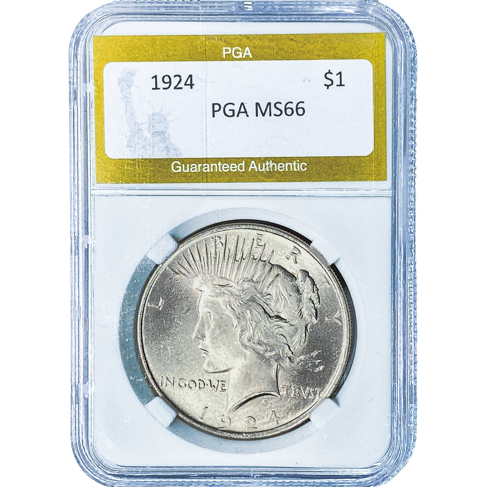 1924 Silver Peace Dollar PGA MS66: 1924 Silver Peace Dollar PGA MS66