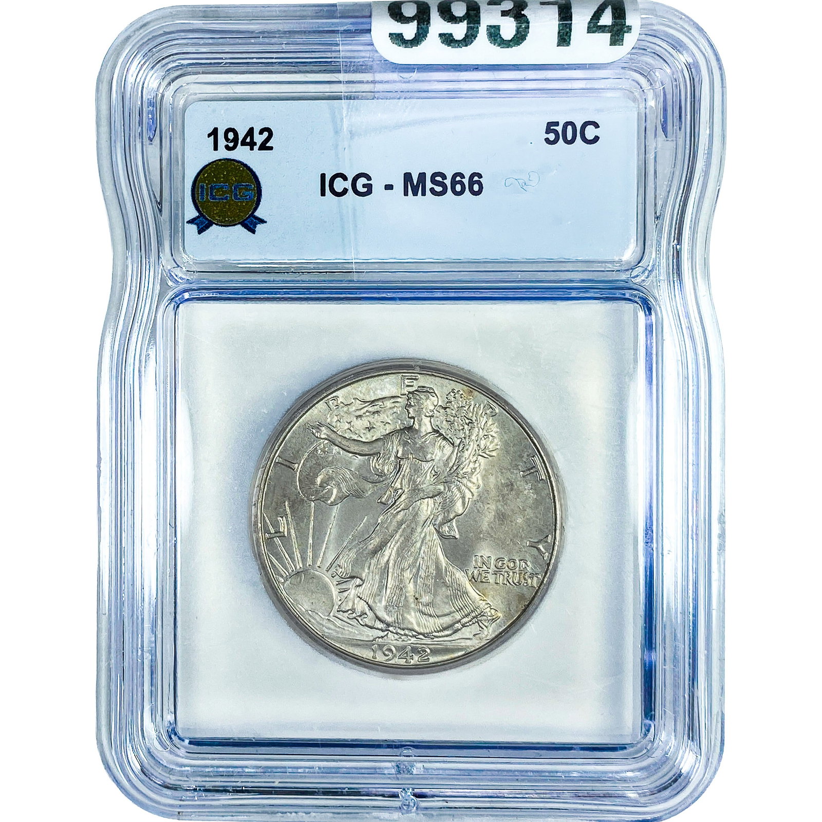 1942 Walking Liberty Half Dollar ICG MS66: 1942 Walking Liberty Half Dollar ICG MS66